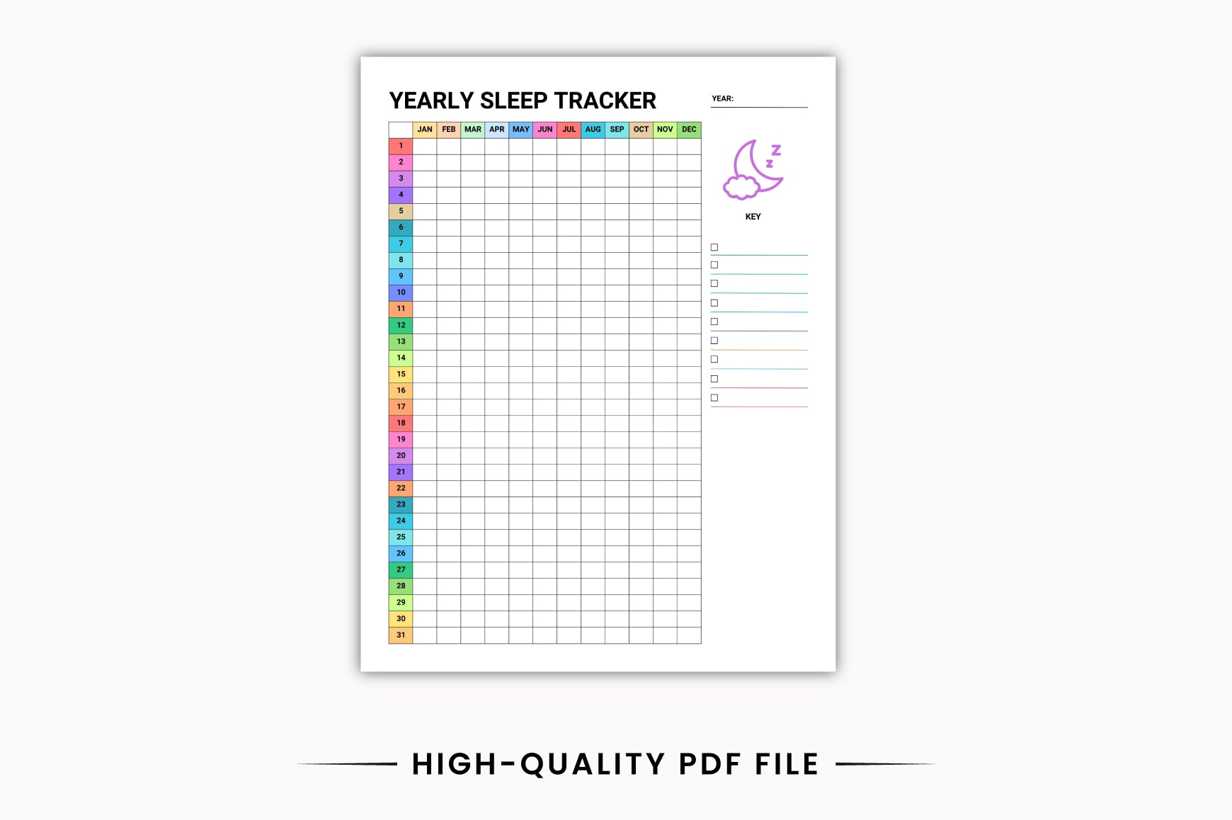 Monthly Sleep Planner
