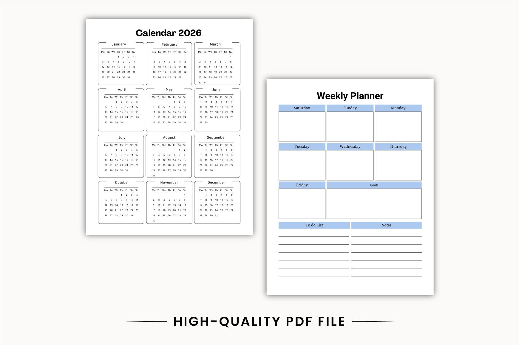 ADHD Organized Life Planner productivity and goal planner printable