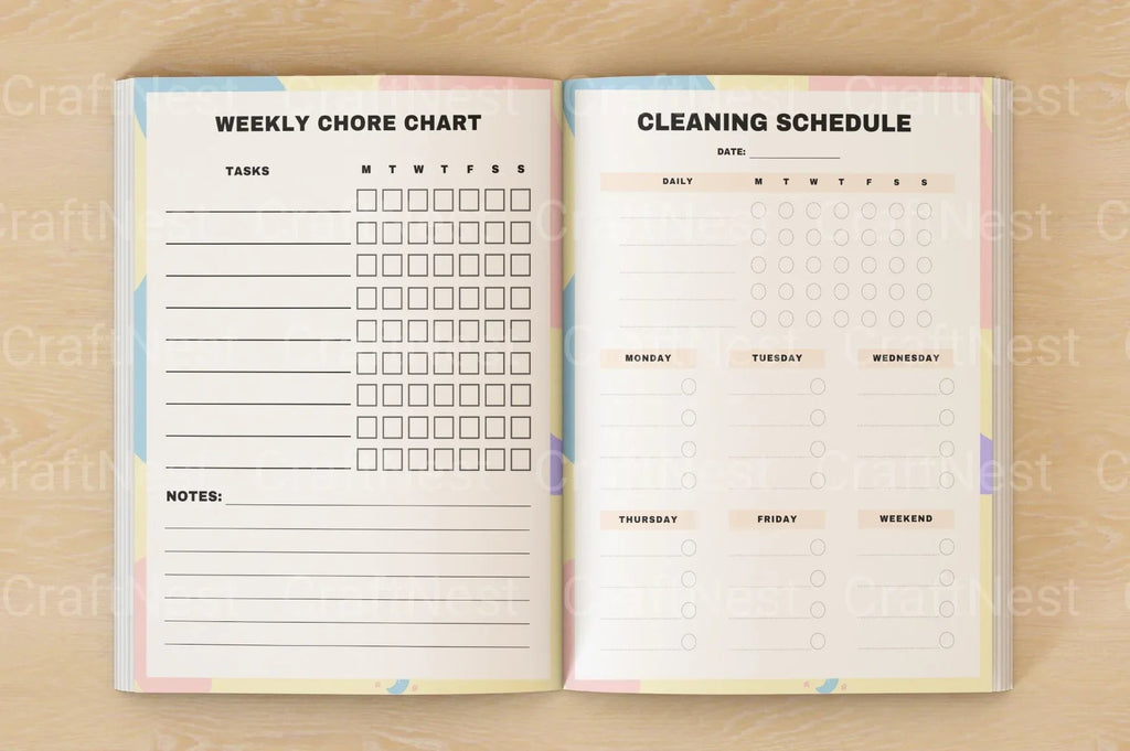 ADHD Printable Planner daily home cleaning routine worksheets