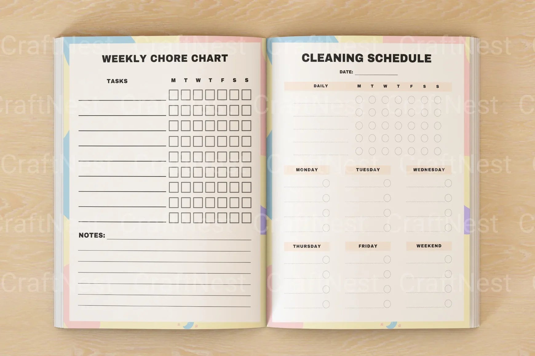 ADHD Printable Planner daily home cleaning routine worksheets