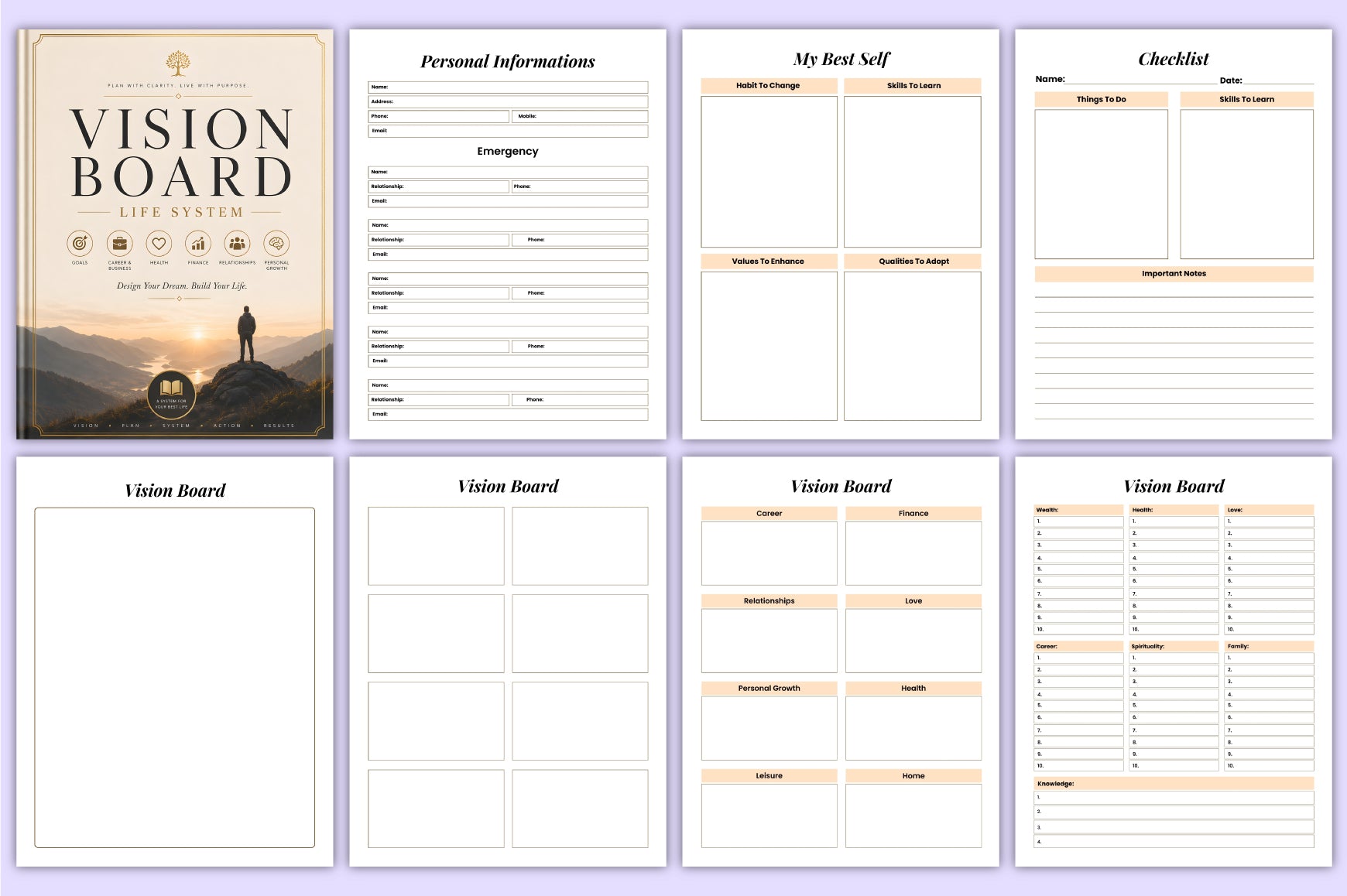 Vision Board Life System Planner