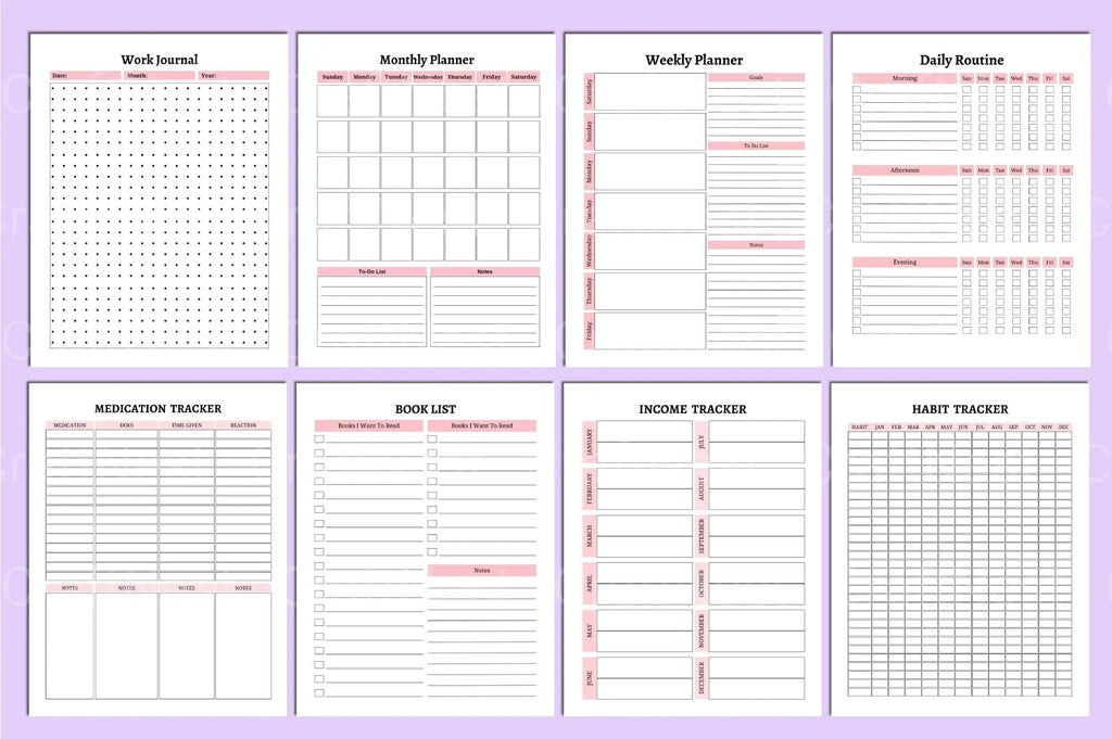 ADHD Printable Planner productivity and routine management pages