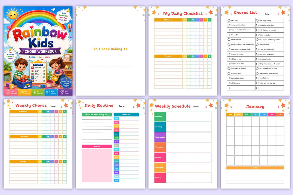 Rainbow Kids Chore Workbook
