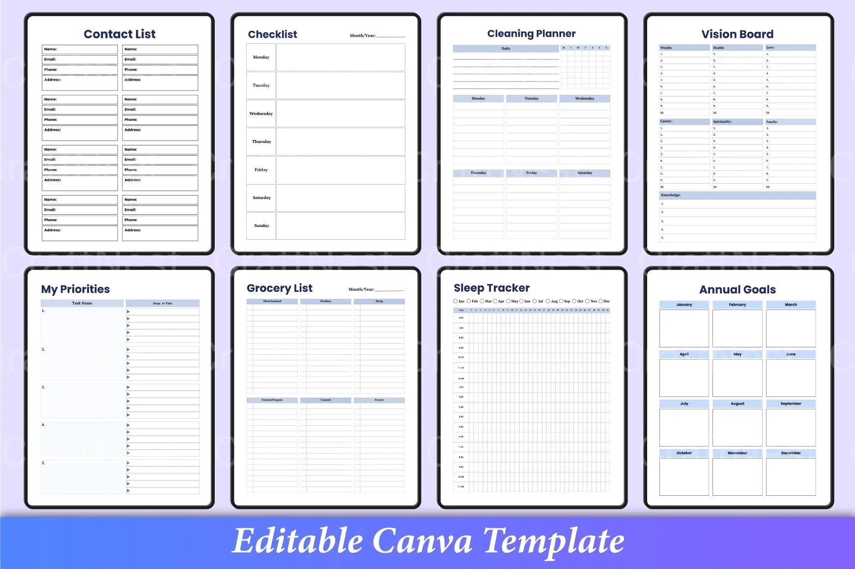 Printable ADHD planner with goal setting, routine planning, and organization templates