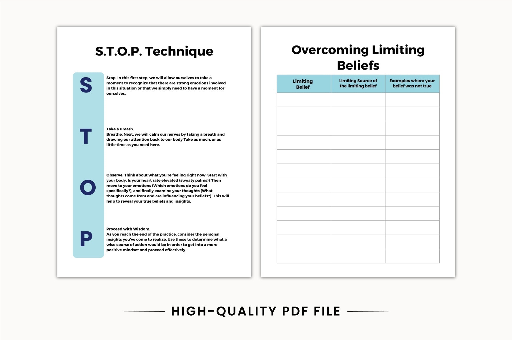 Mental Health Planner Sheets