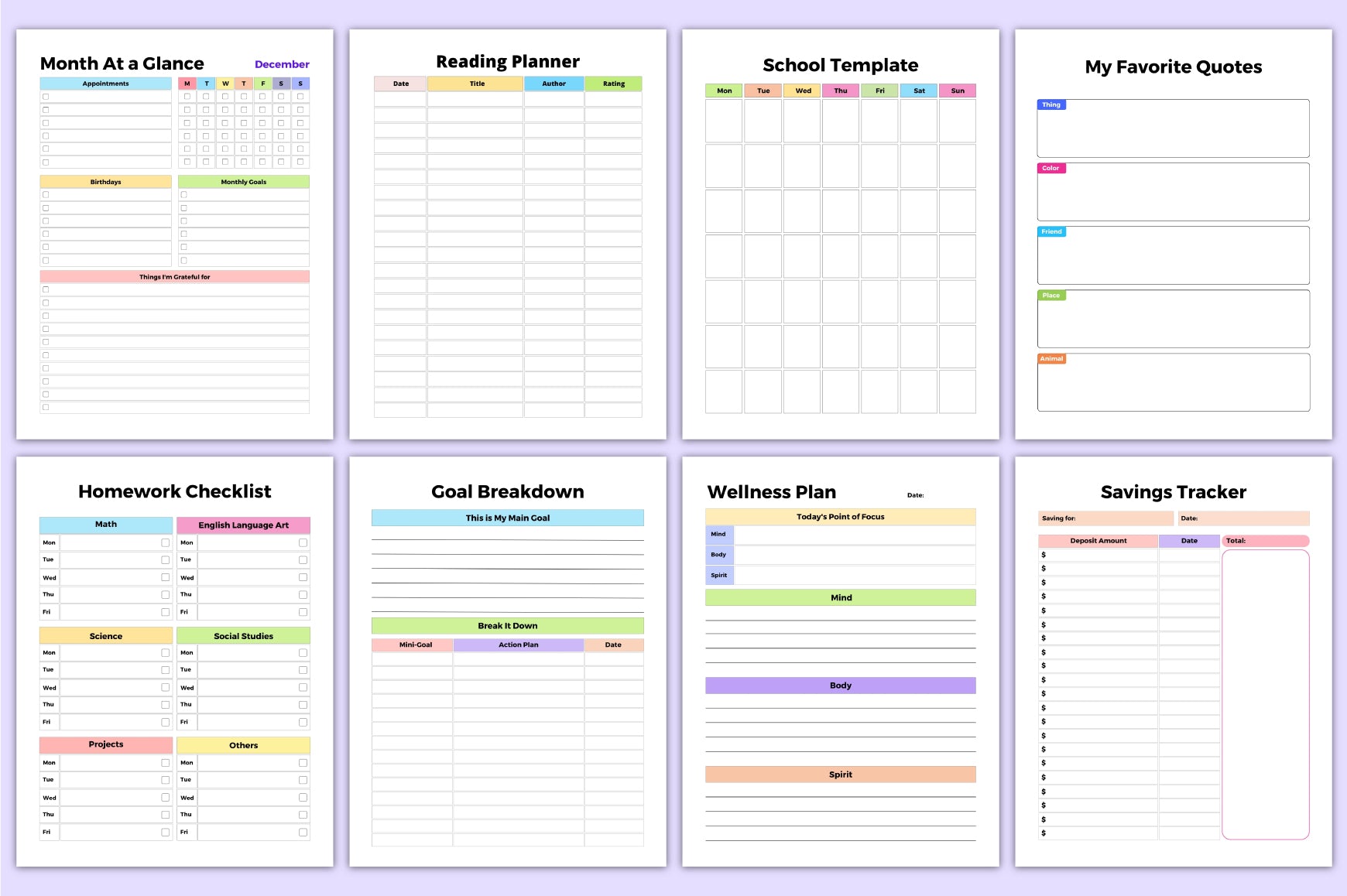 Adhd Activity For Kids Planner