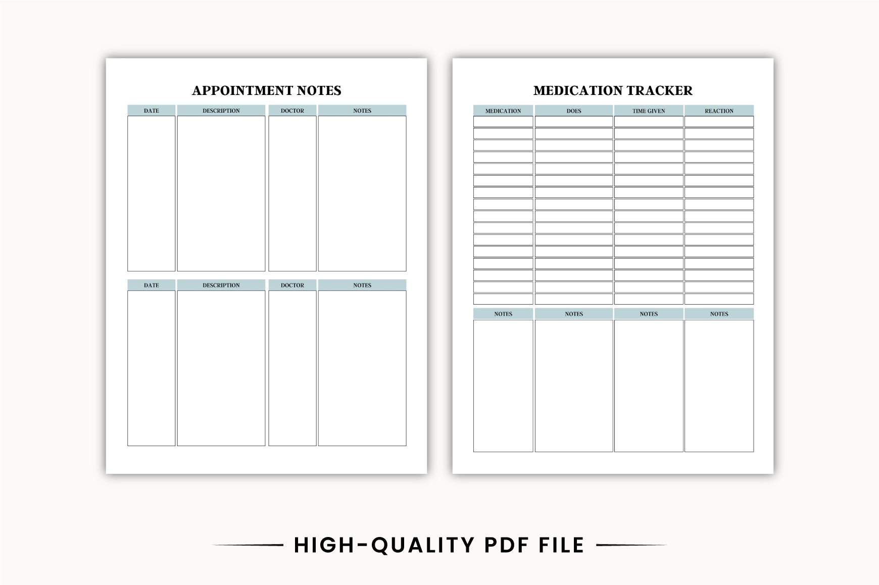 Medical Health Planner Template
