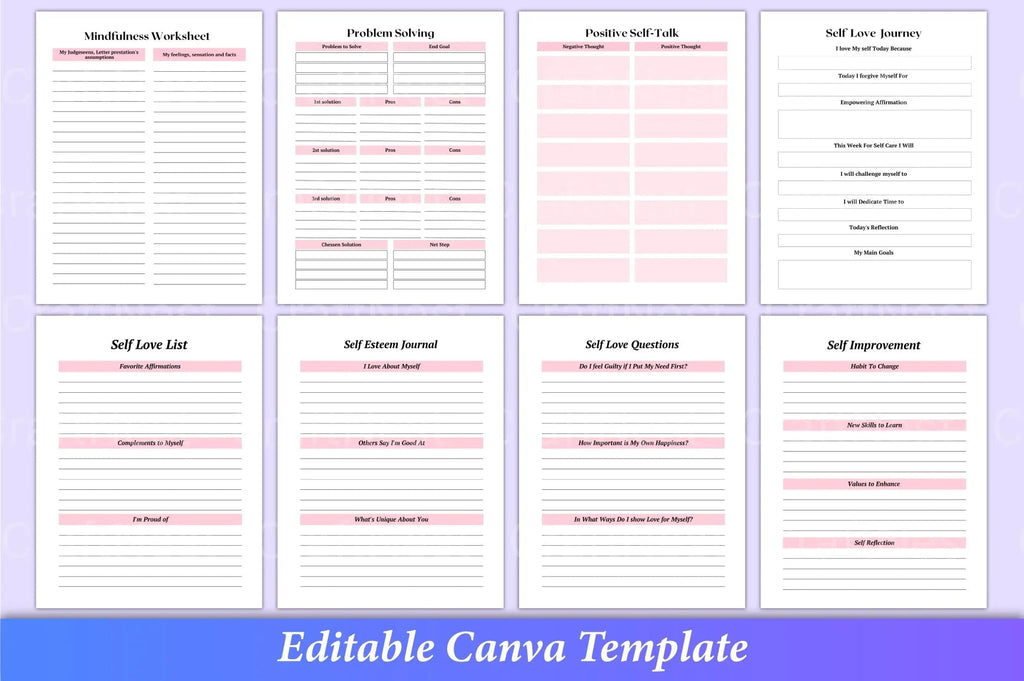 Printable ADHD self-care planner for stress management, focus, and healthy daily routines