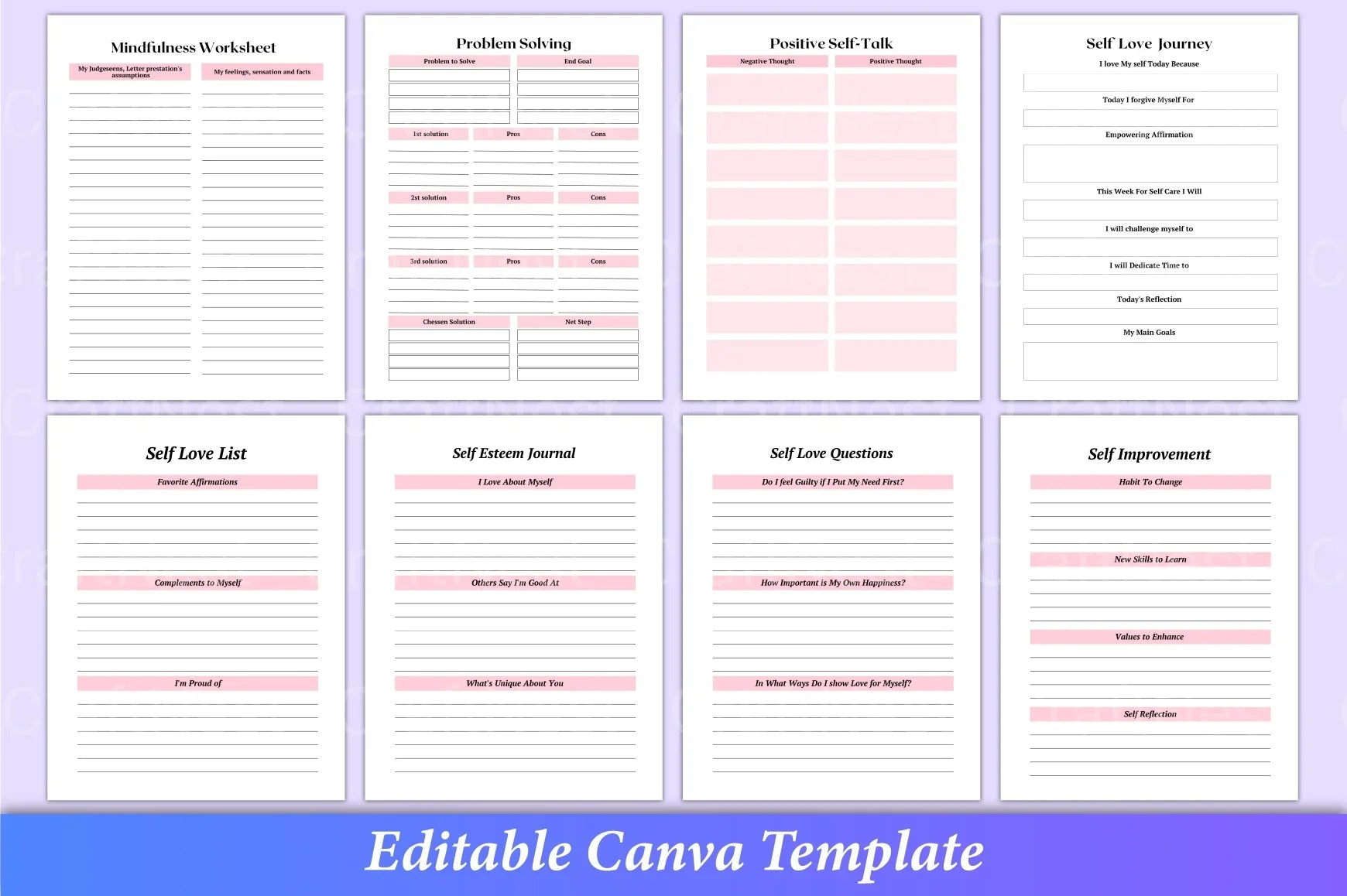 Printable ADHD self-care planner for stress management, focus, and healthy daily routines