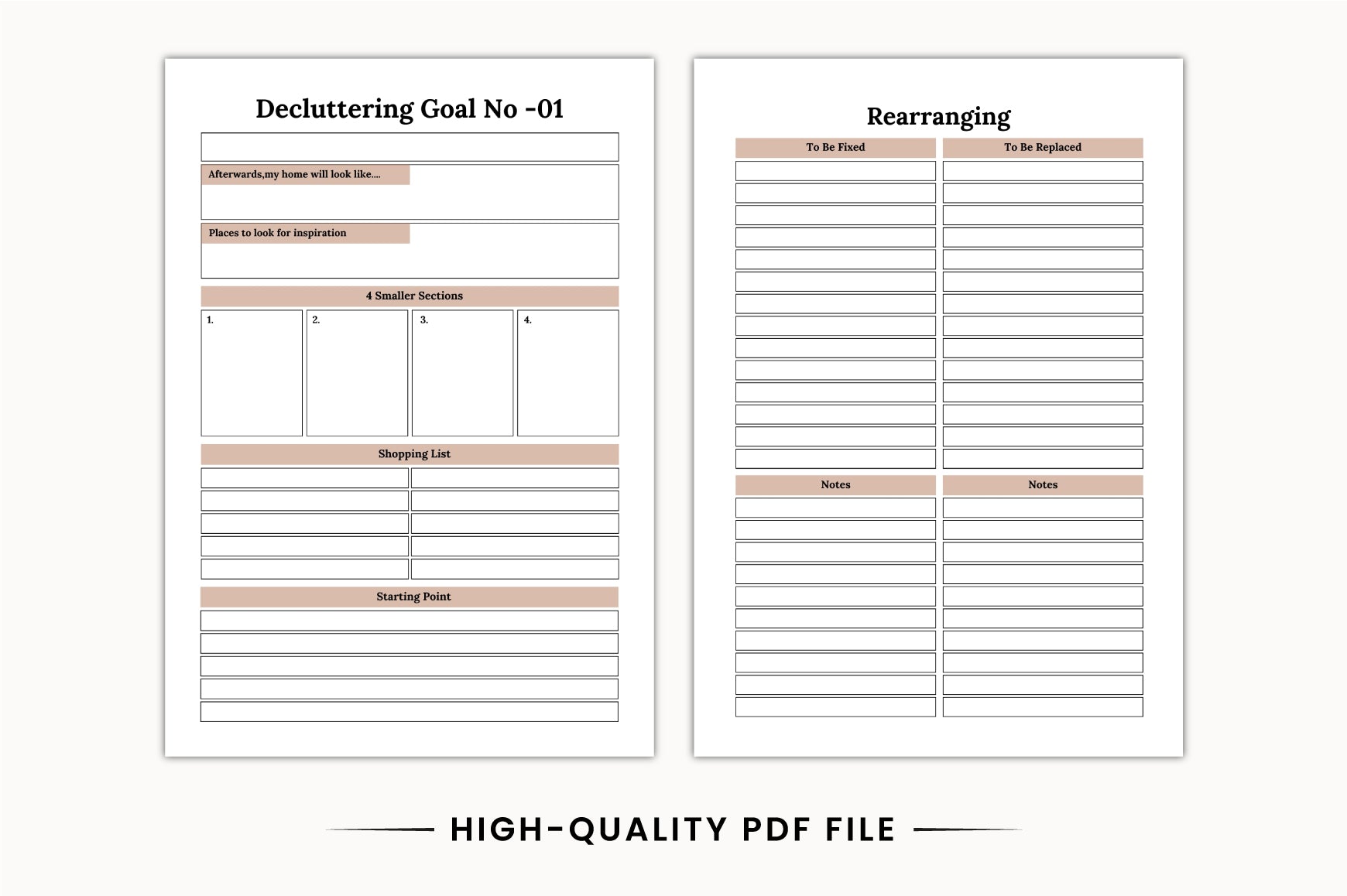 Home Decluttering Planner