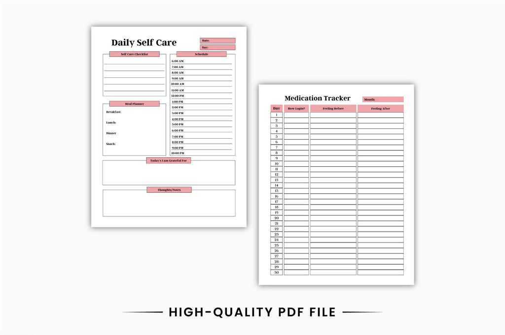 Self Care Mental Wellness Planner