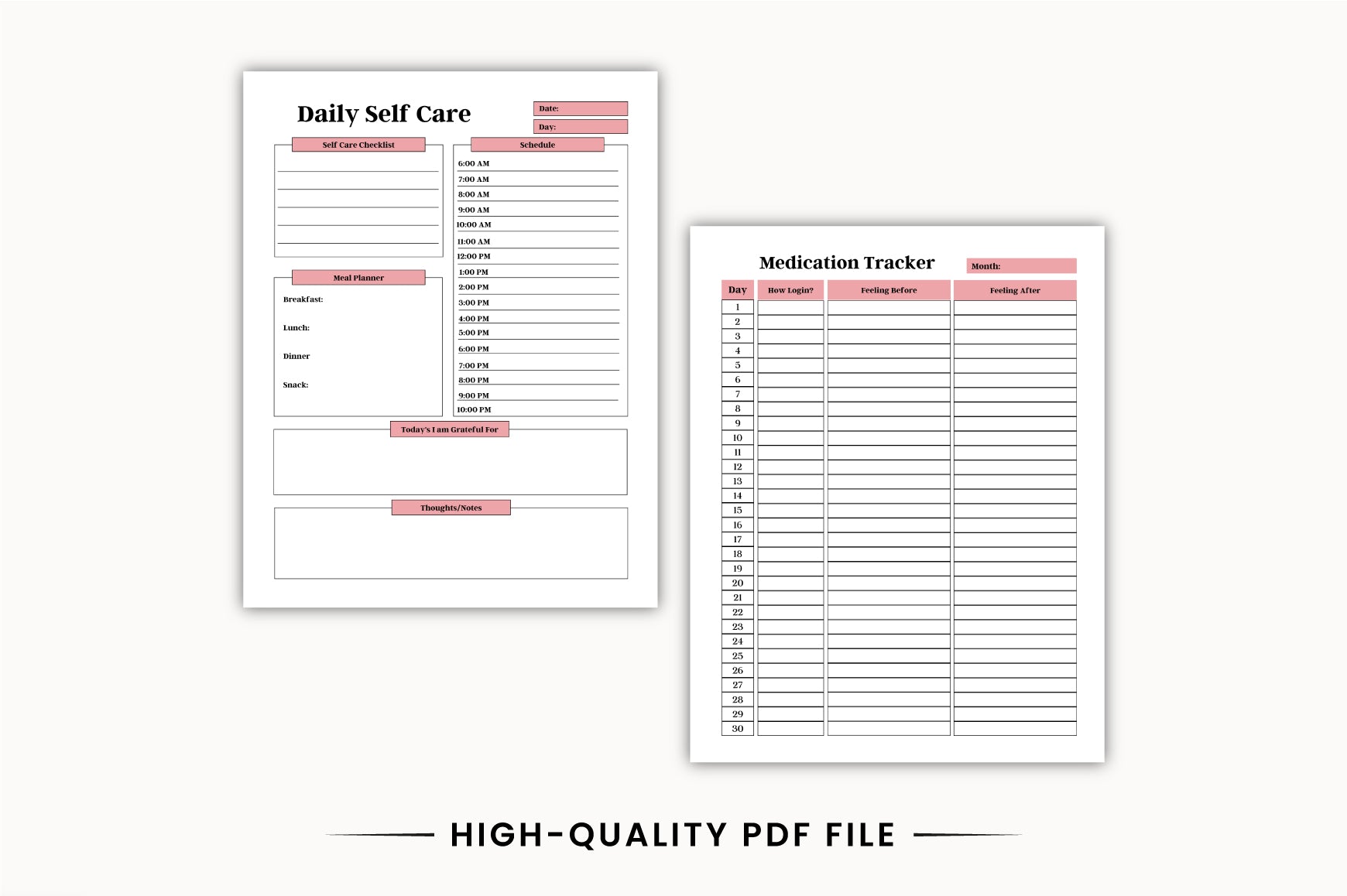 Self Care Mental Wellness Planner