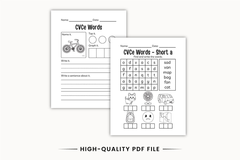 Kindergarten Long Vowel CVCe Workbook