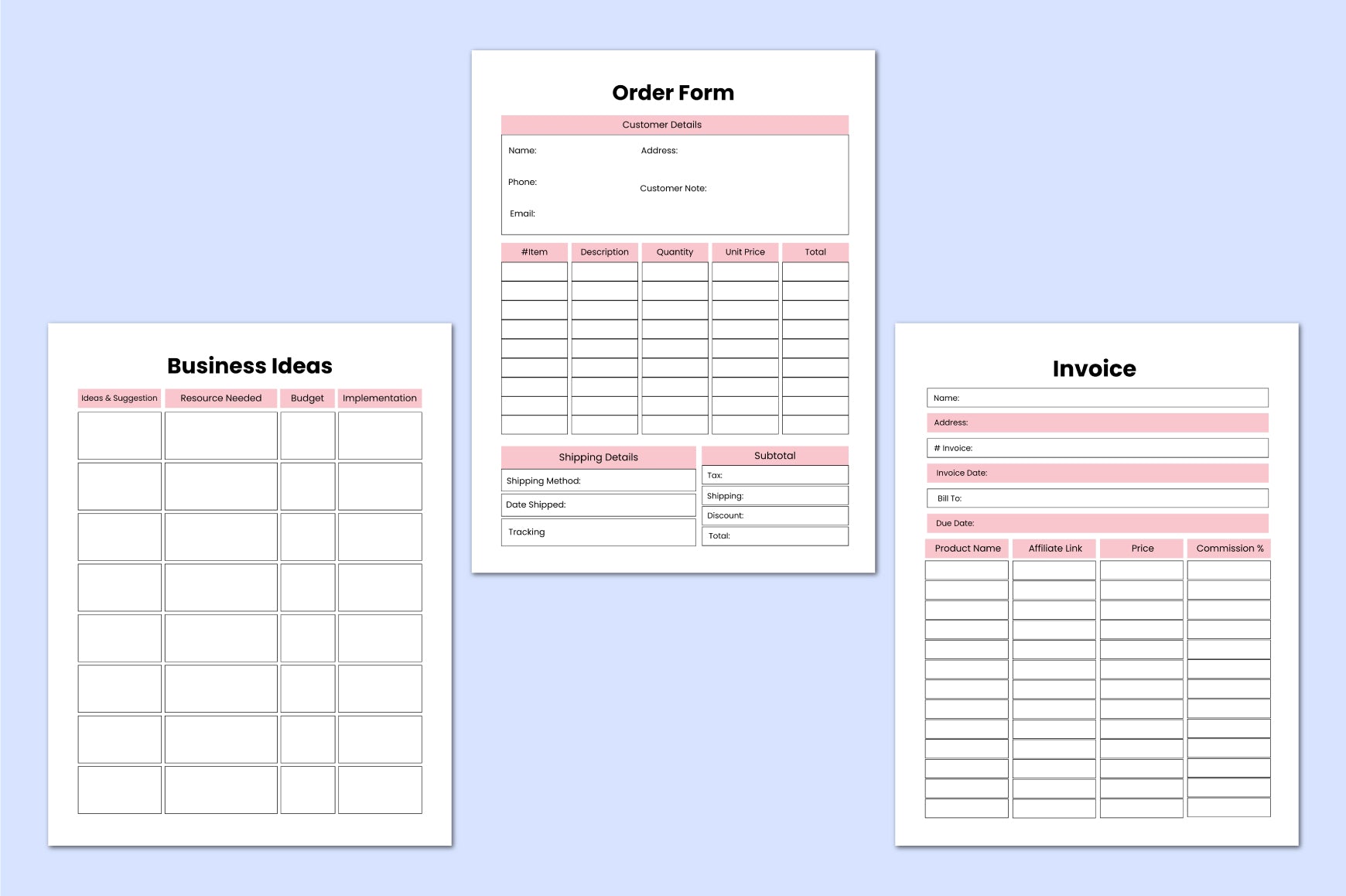 Handmade Product Business Workbook