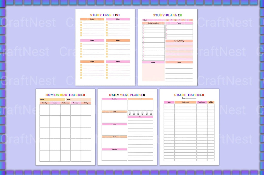 ADHD Printable Planner goal setting and habit tracker worksheets