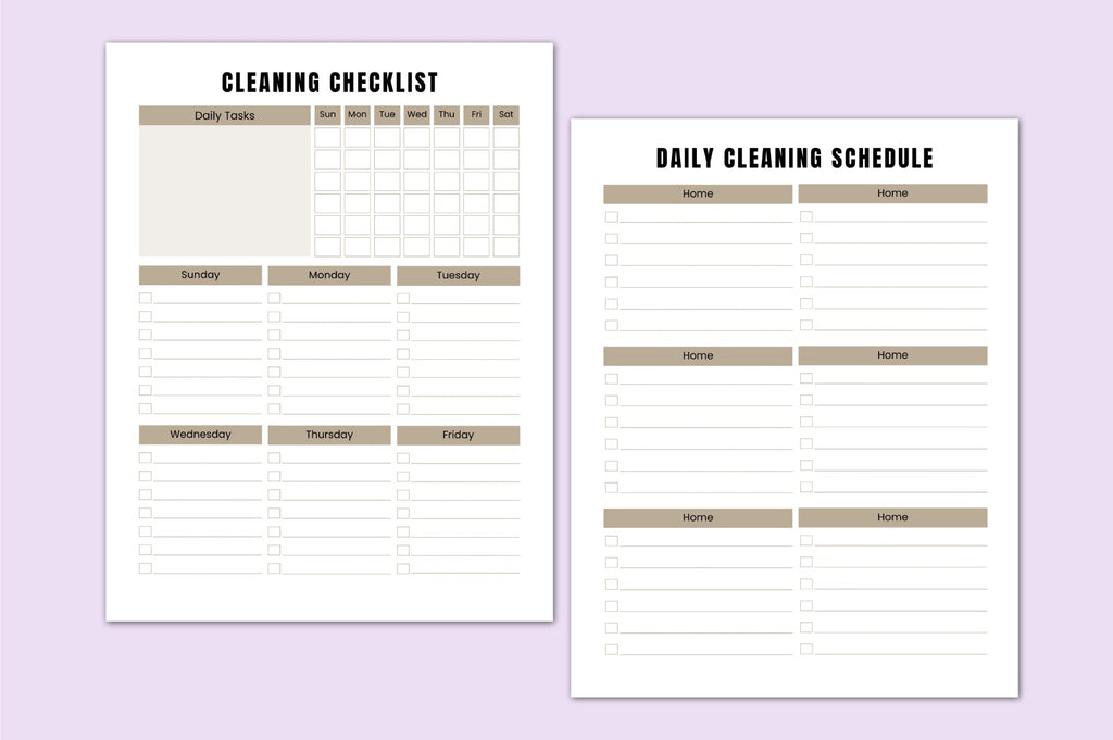 ADHD Home Cleaning Workbook including room-by-room cleaning checklists