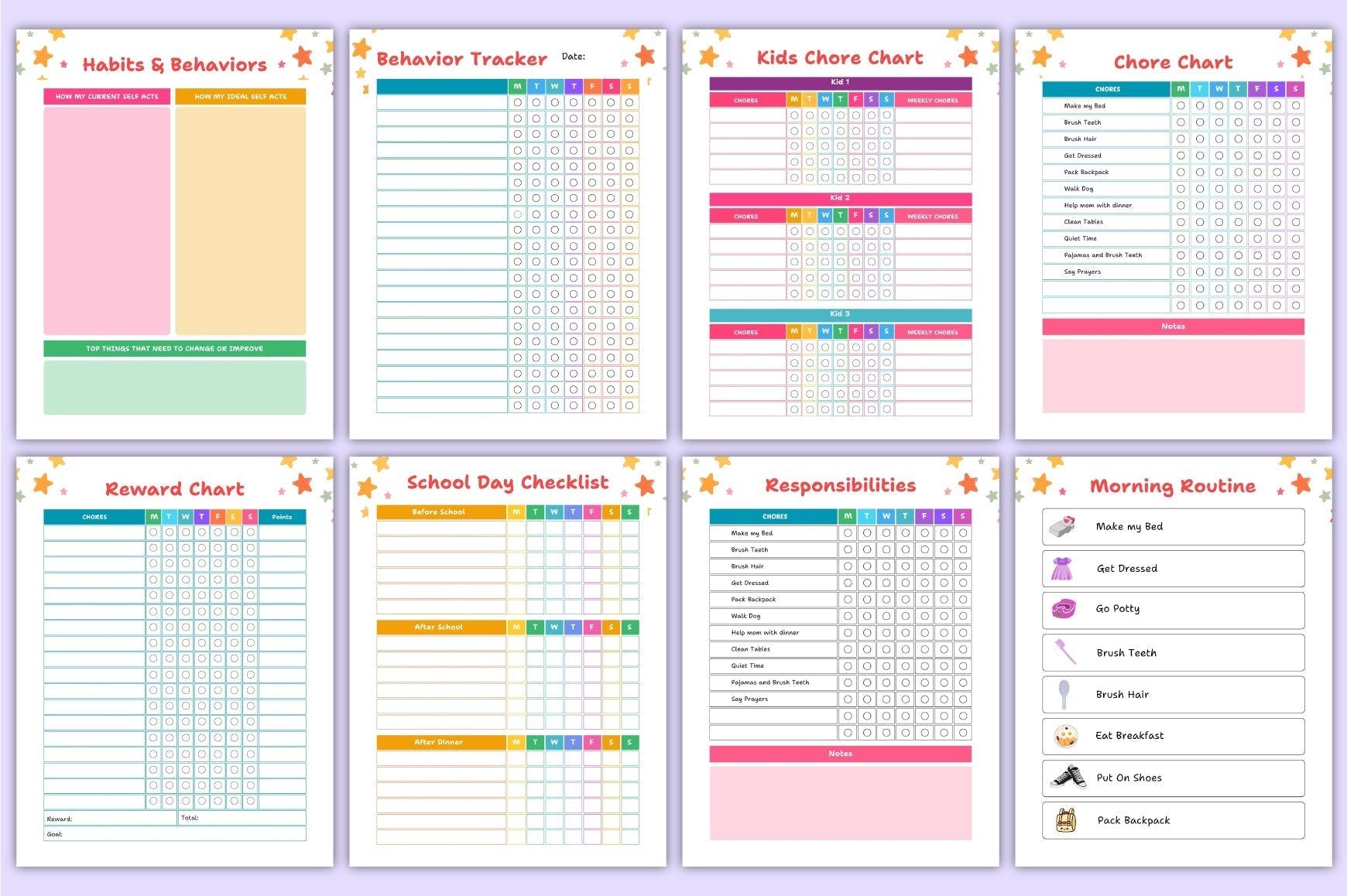 Rainbow Kids Chore Workbook