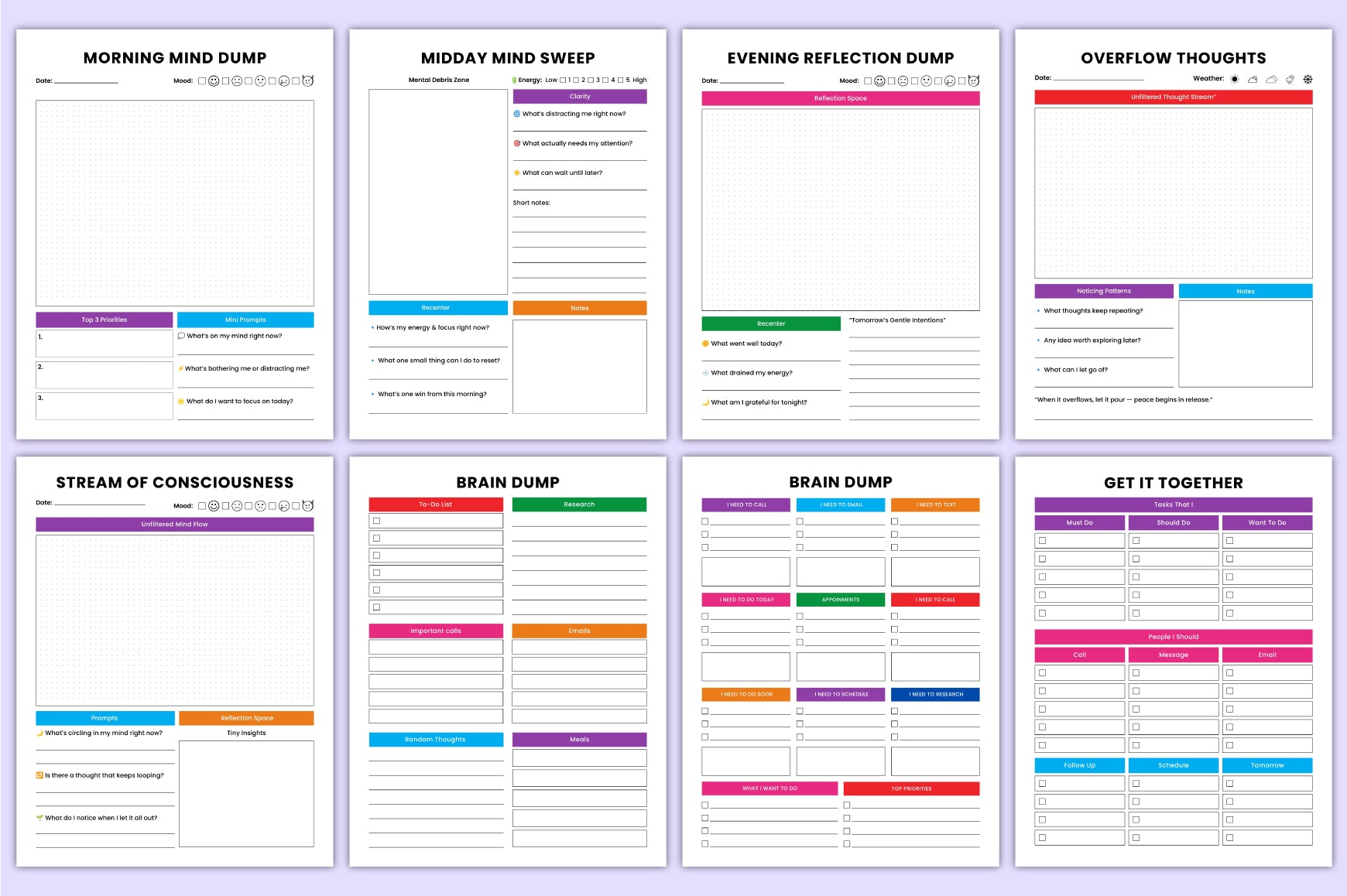 Adhd Brain Dump Planner