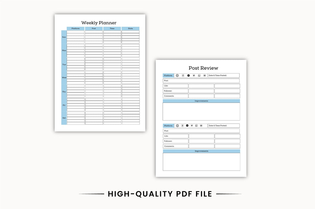 Social Media Content Scheduler Planner