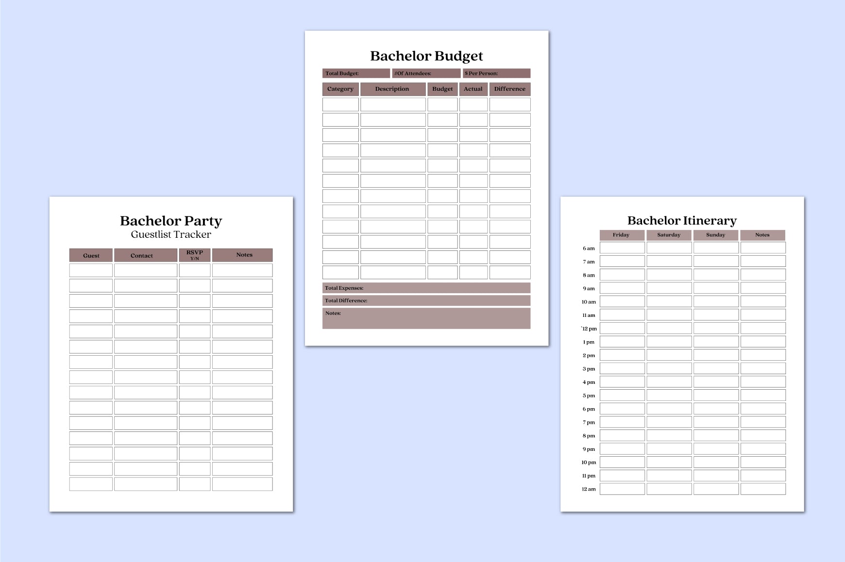 Bachelor Celebration Planner