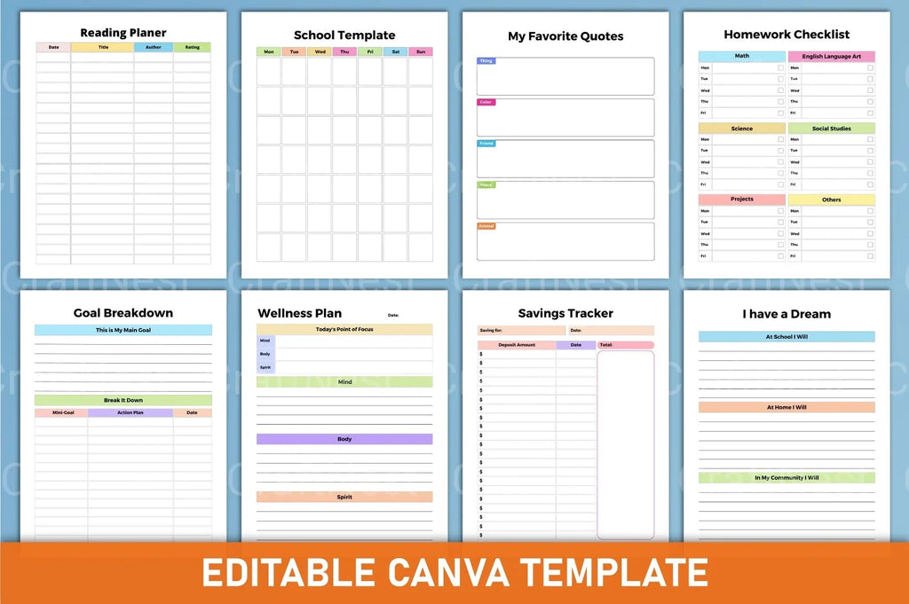 ADHD Printable Planner goal setting and productivity workbook