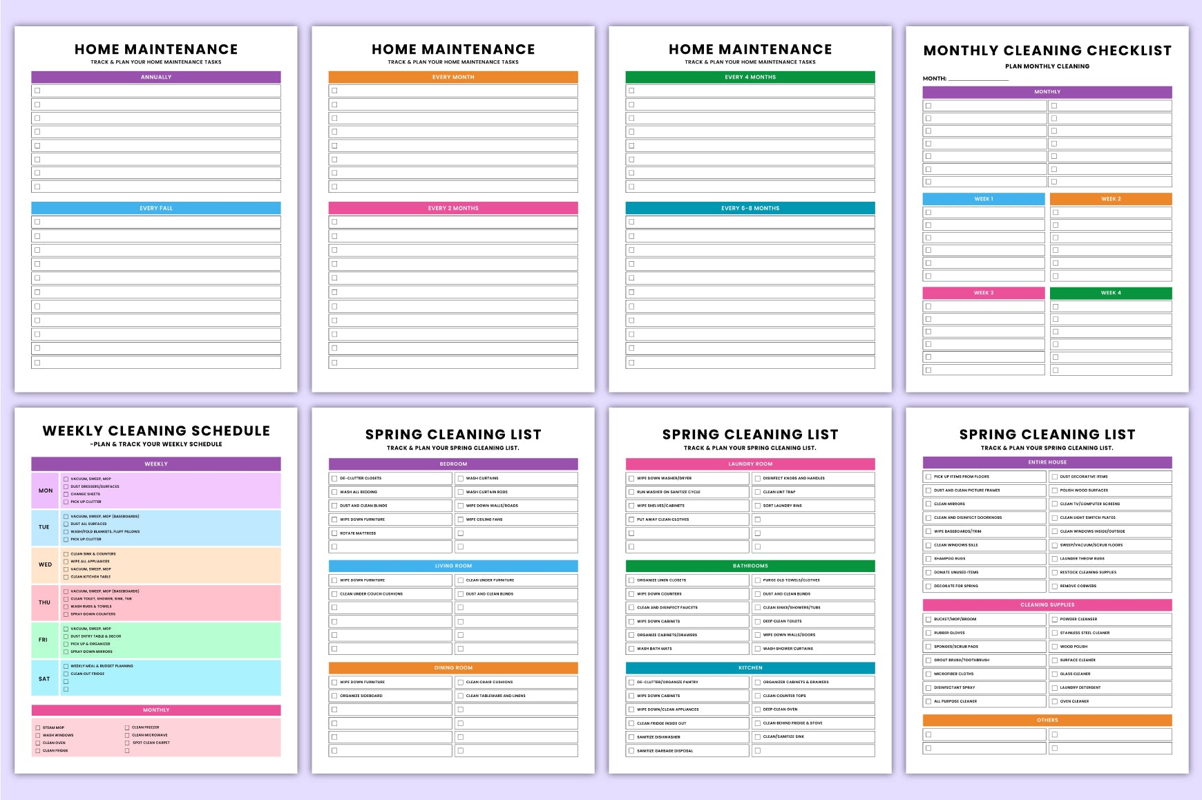 Adhd Cleaning Planner