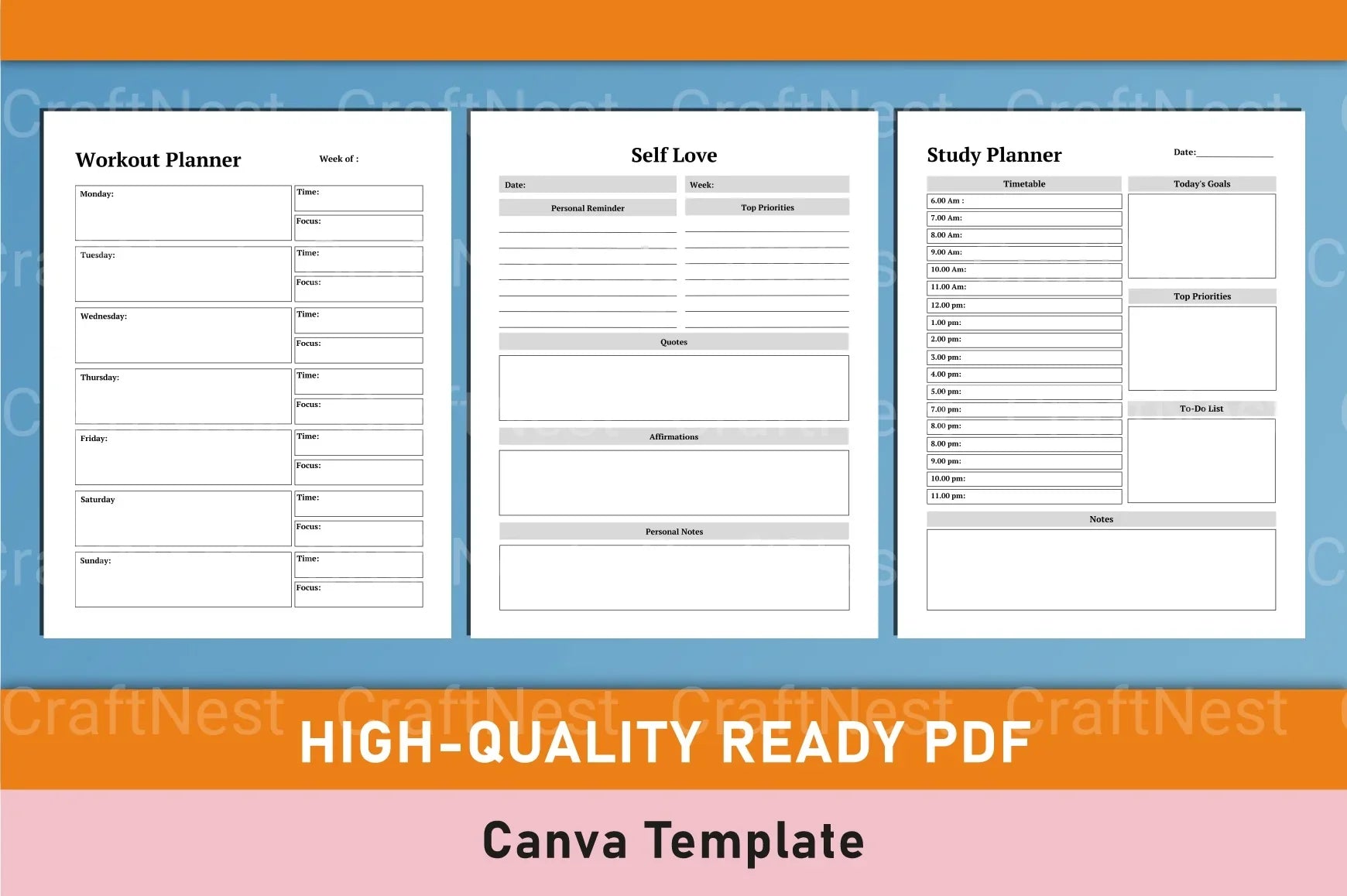 ADHD Printable Planner routine planner page for daily structure and habits