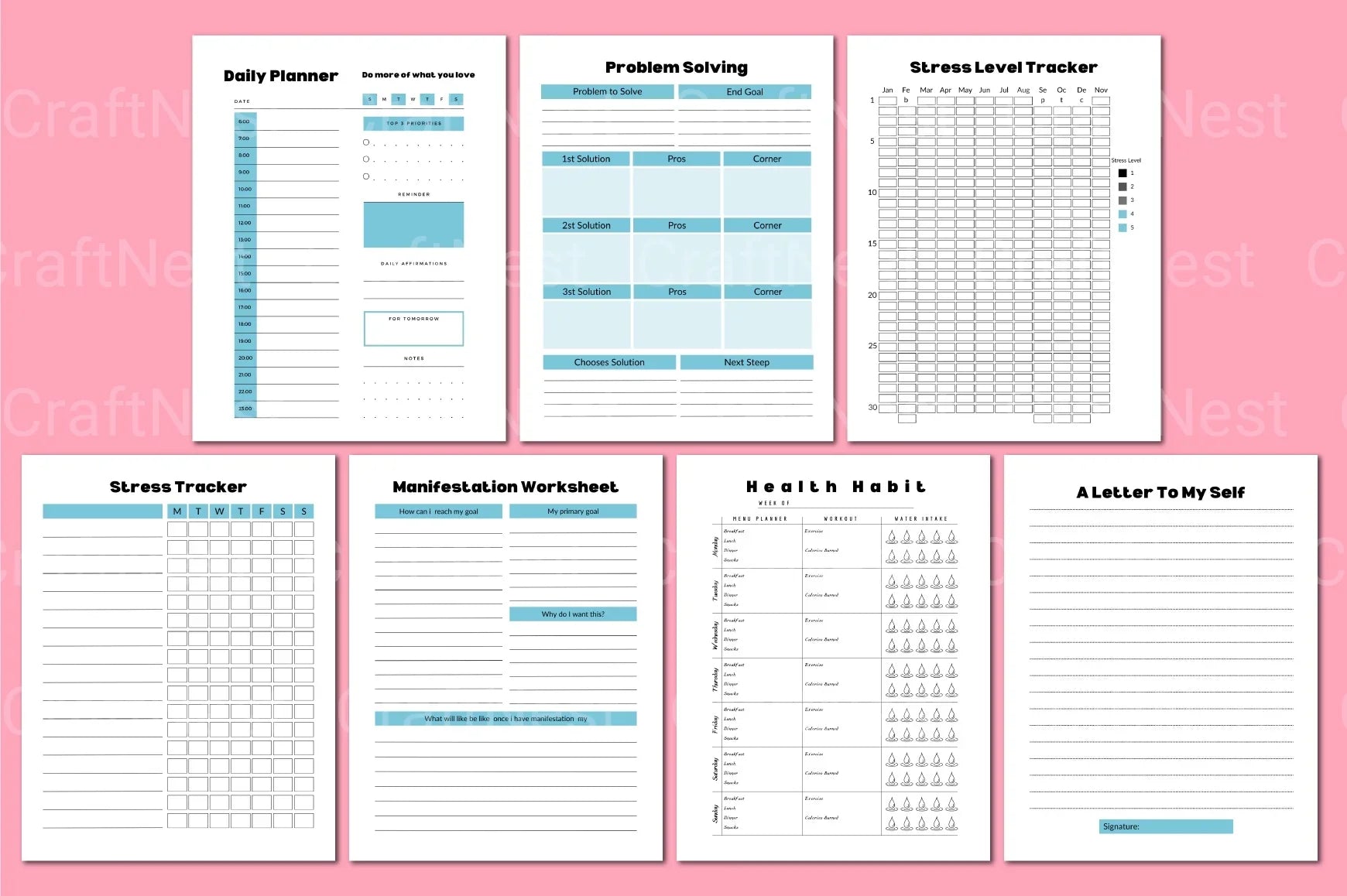ADHD Printable Planner notes and reflection page for productivity planning
