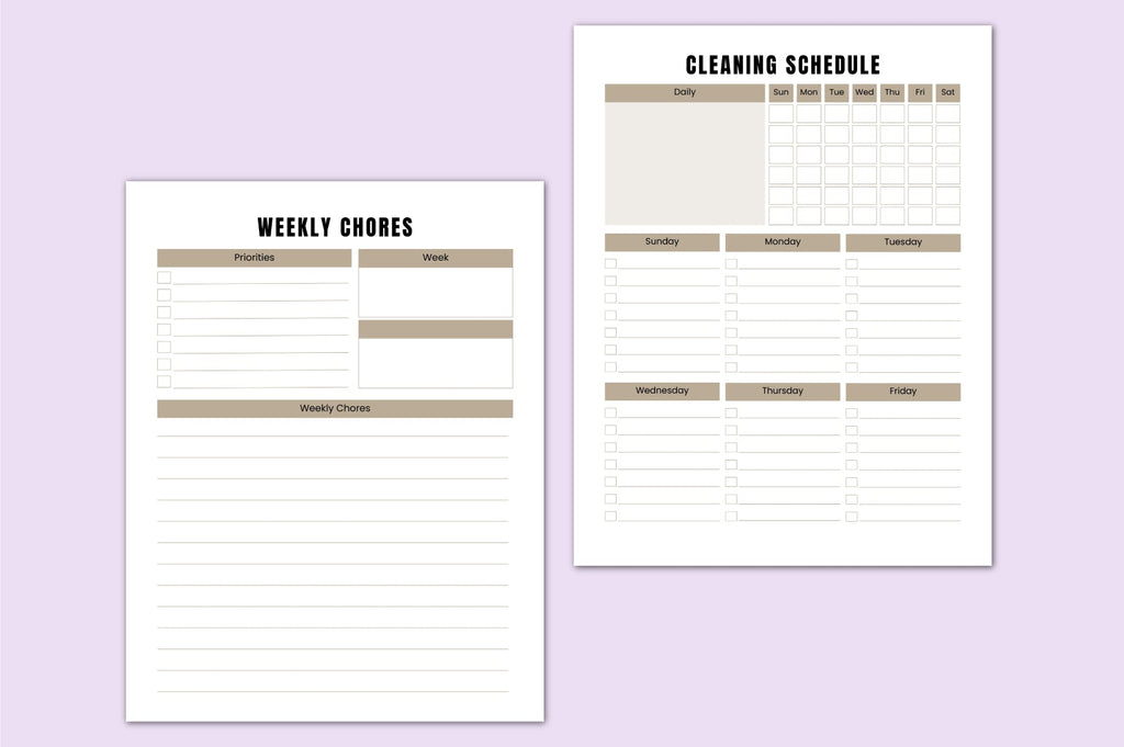 ADHD Home Cleaning Workbook with printable home organization pages