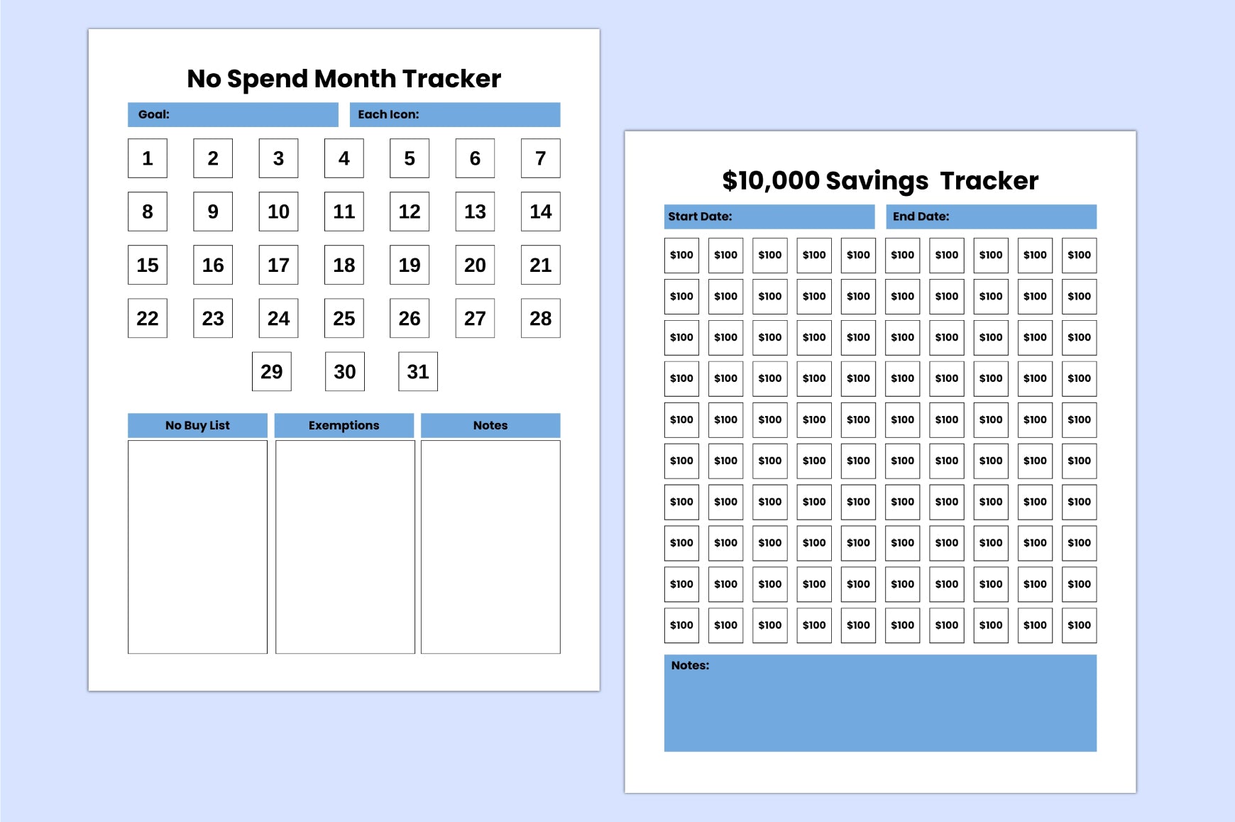 Money Savings Challenge Planner