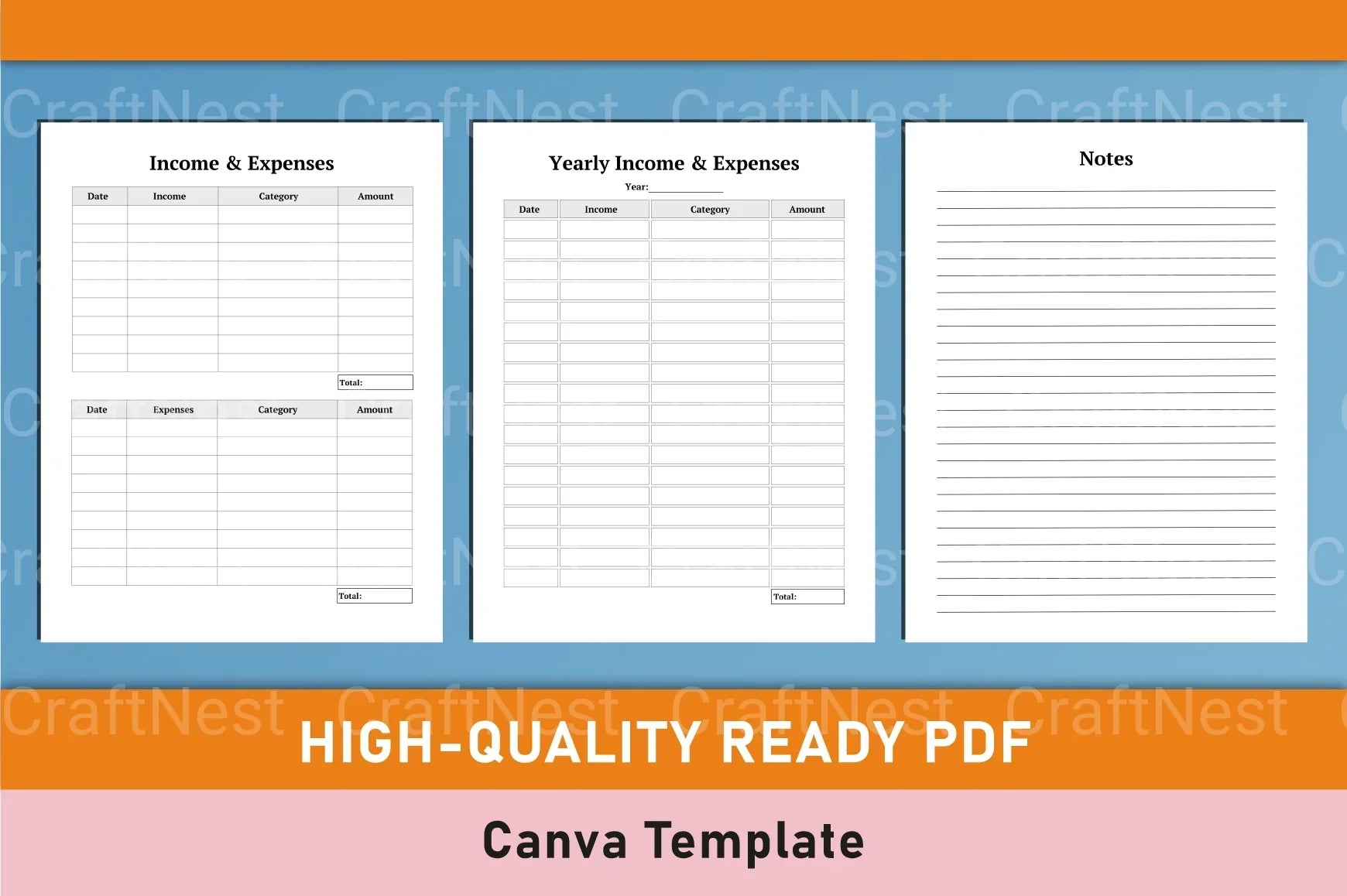 ADHD Printable Planner goal setting page Canva template for focus planning