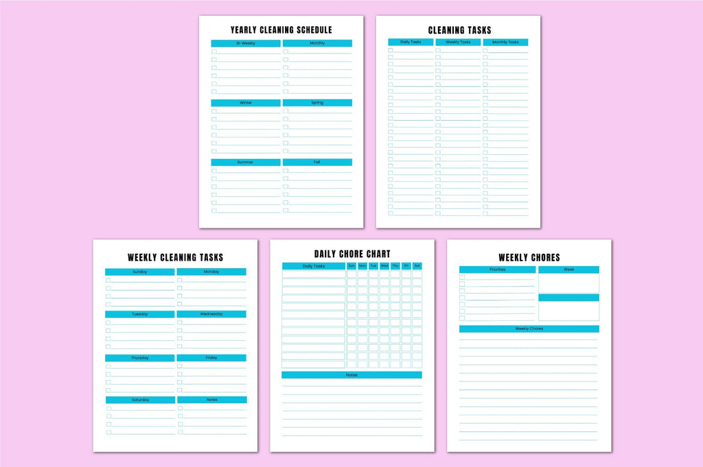 ADHD Cleaning Workbook featuring home reset and decluttering worksheets