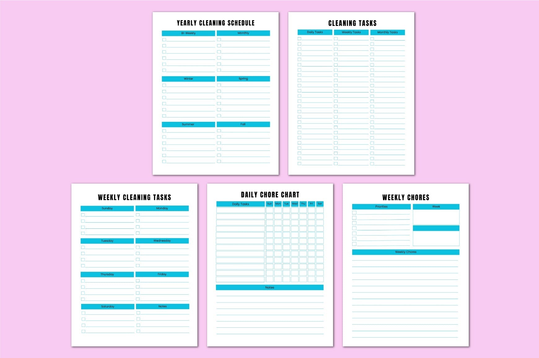 ADHD Cleaning Workbook featuring home reset and decluttering worksheets