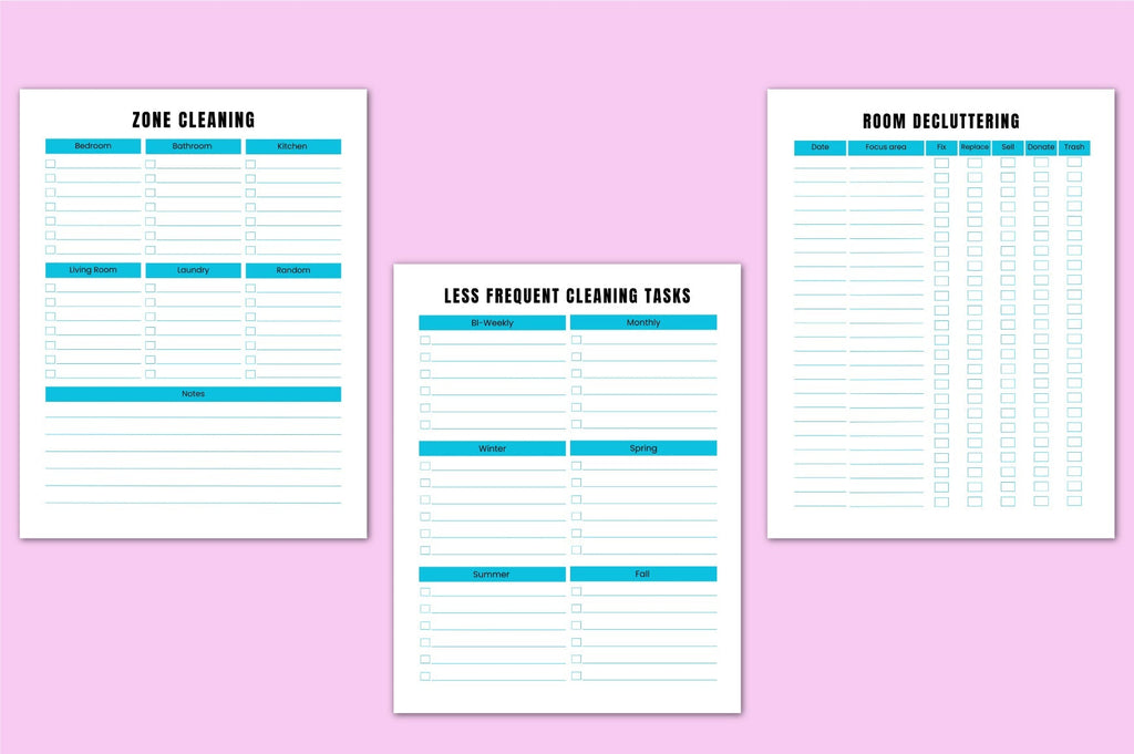 ADHD Cleaning Workbook with printable cleaning and organization pages