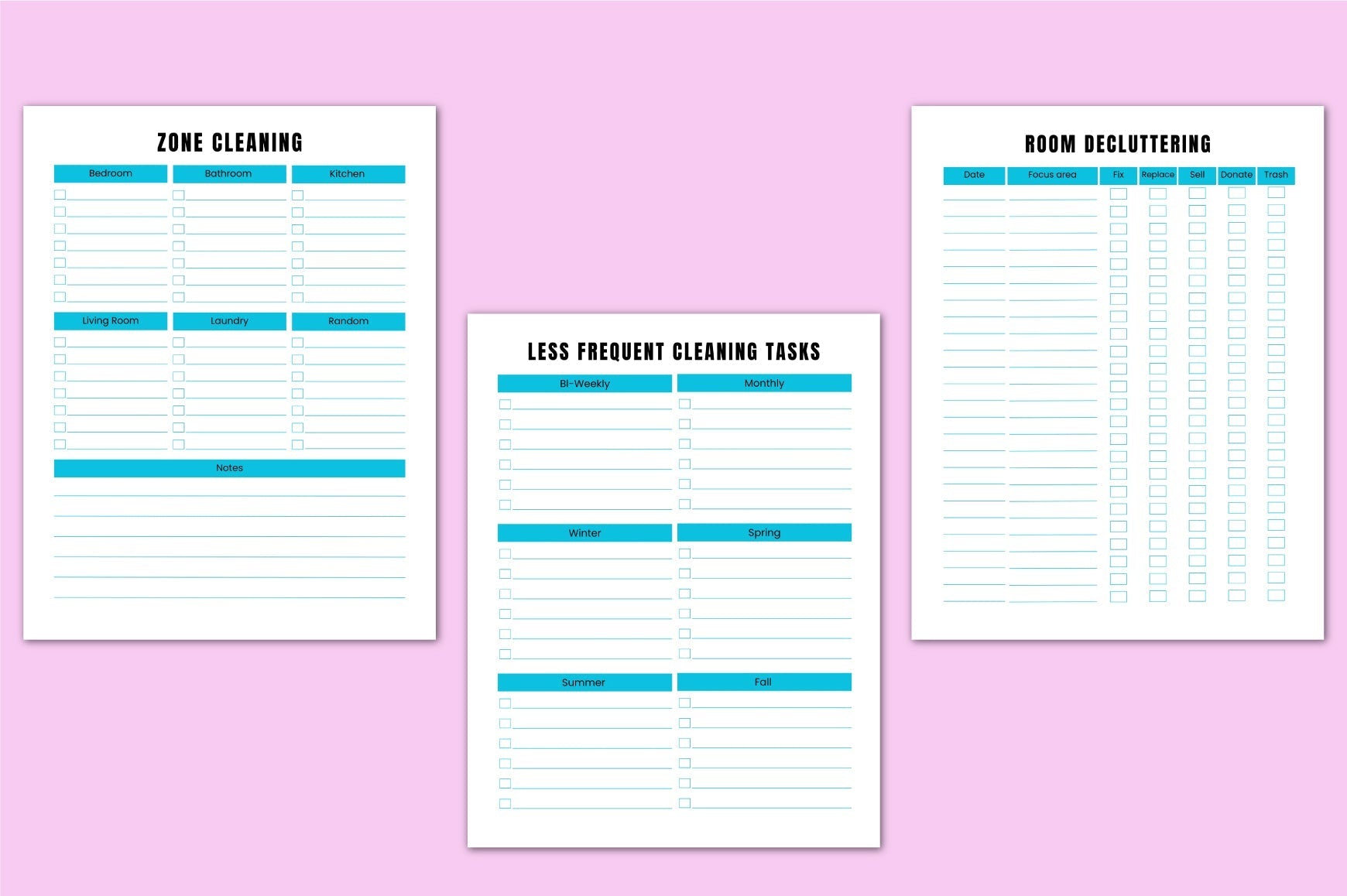 ADHD Cleaning Workbook with printable cleaning and organization pages