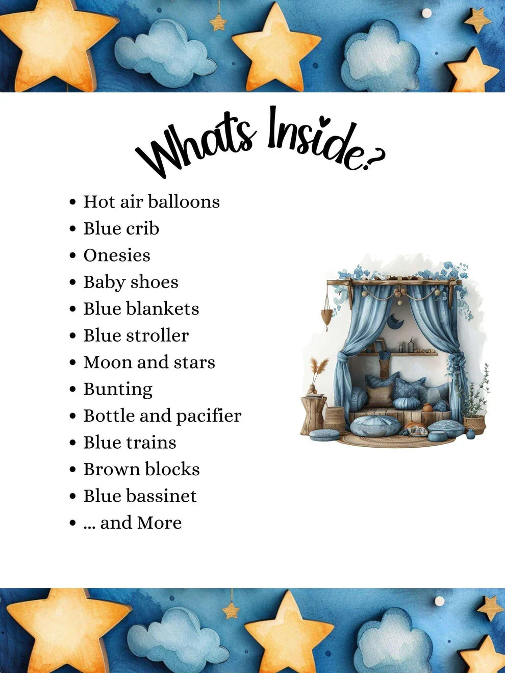 Blue Boy Baby Shower Floral Clipart