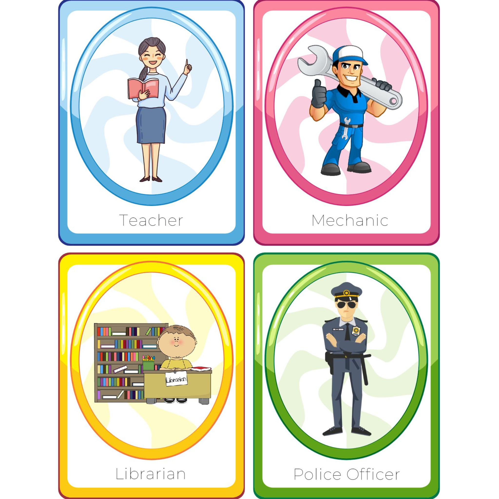 Community Helpers Professions Flashcards for Kindergarten