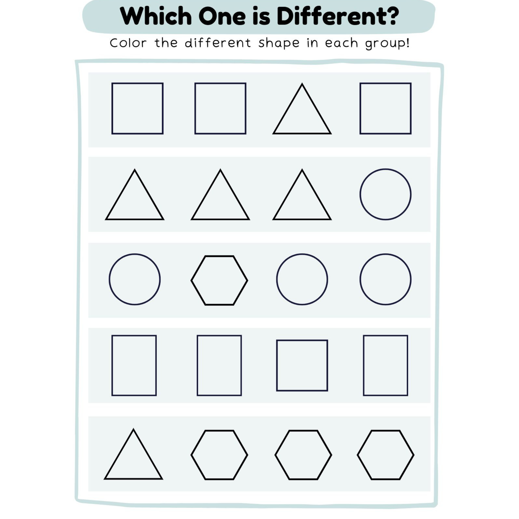 Different Shape Coloring Worksheets