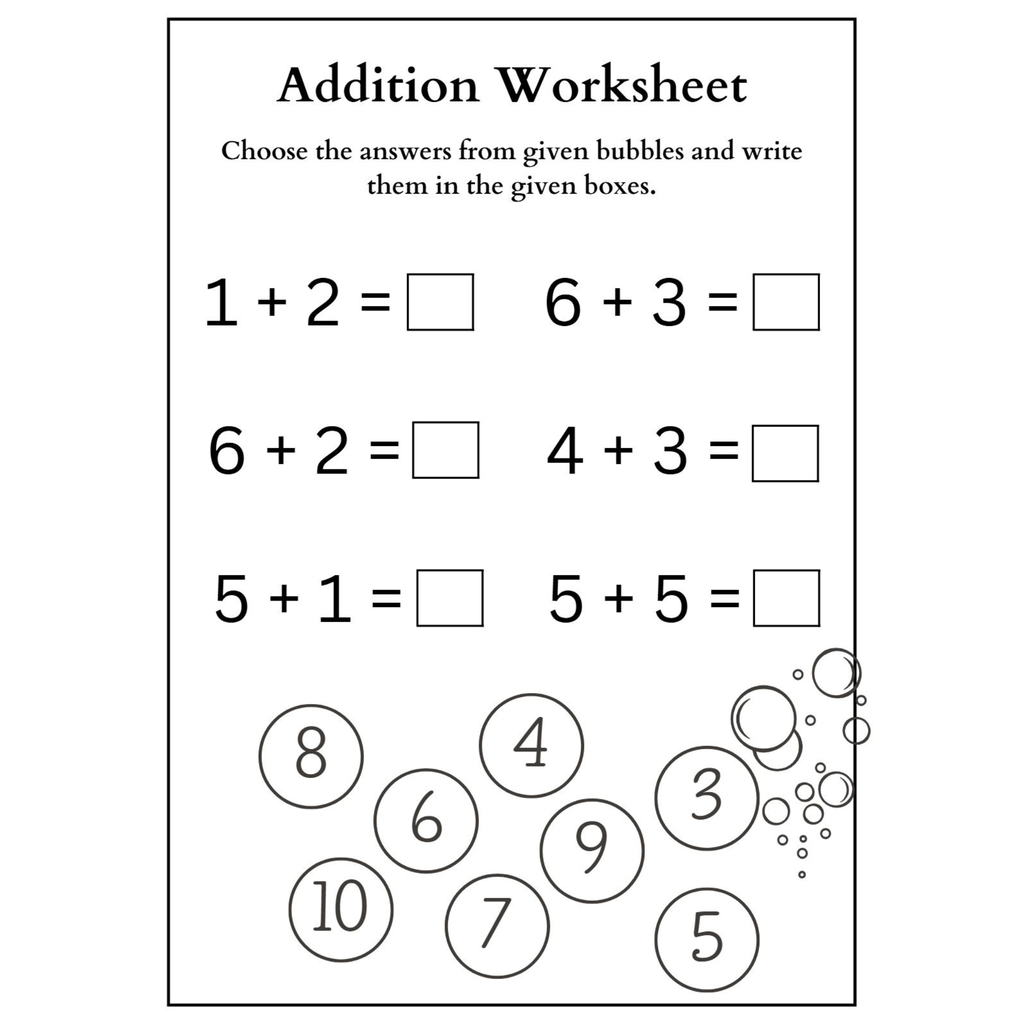 Addition Choose the Answer Worksheets