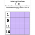 Missing Numbers 1 20 Worksheets