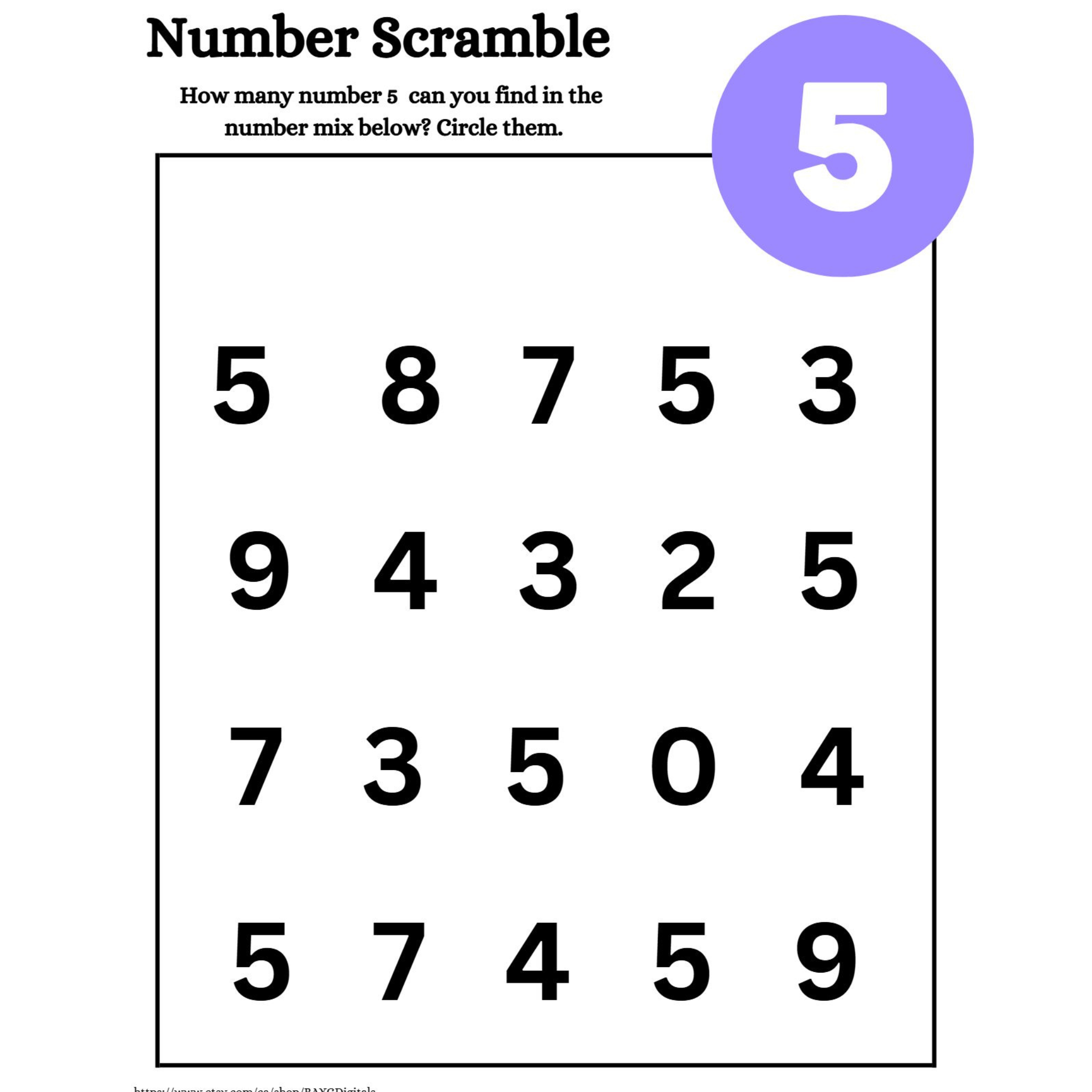 Color Number Scramble Worksheets