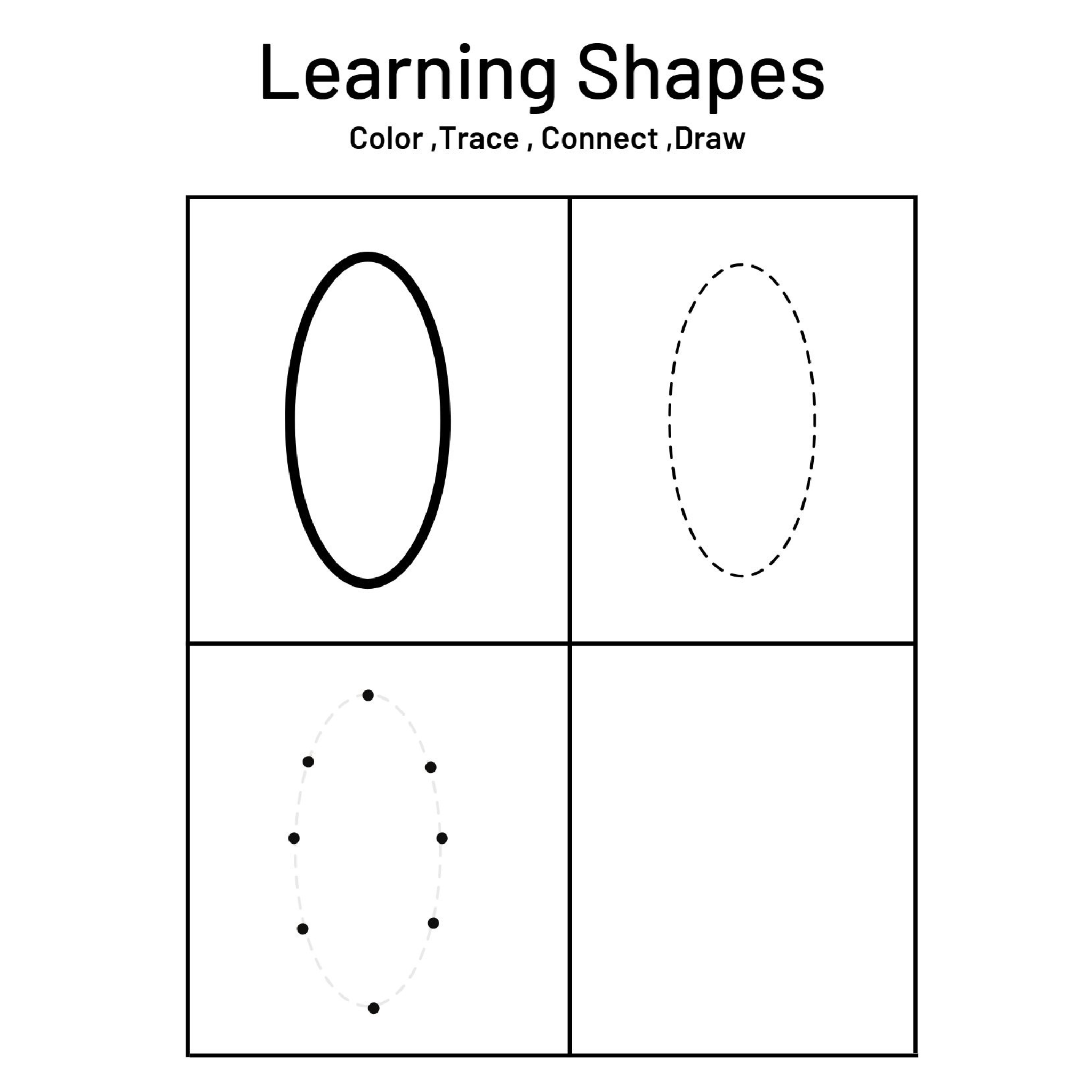 Learning Shapes Trace Connect Draw Worksheets