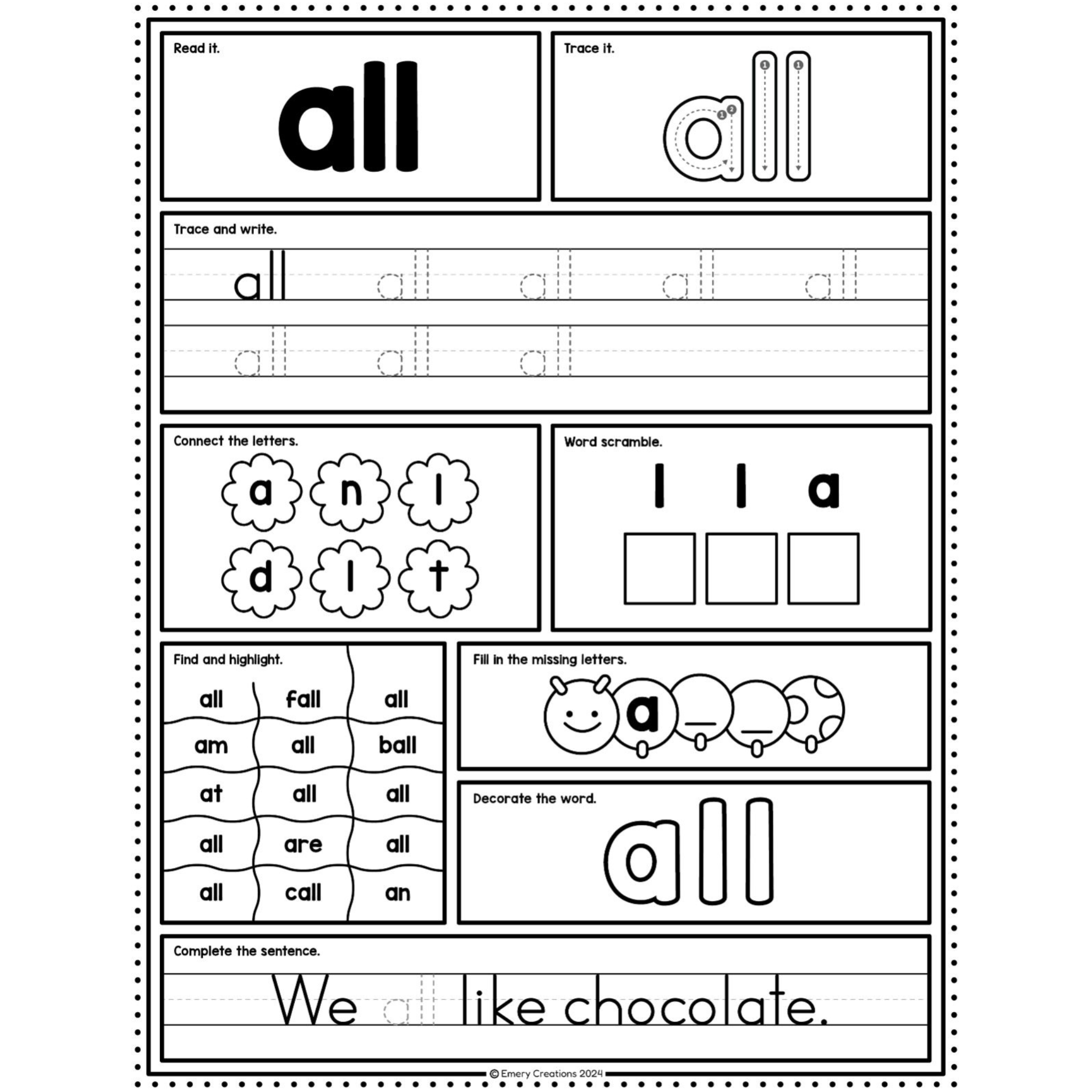Primer Sight Word Worksheets