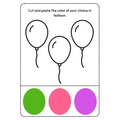 Cut and Paste Balloon Color Worksheets