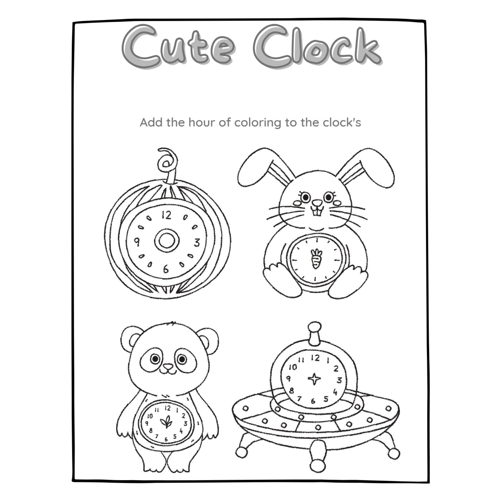 Cute Clock Coloring Pages