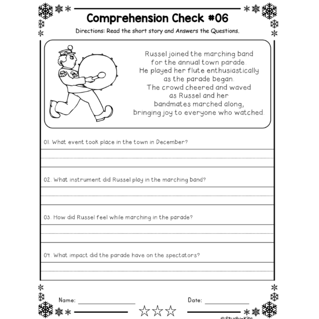 December Reading Comprehension Checks