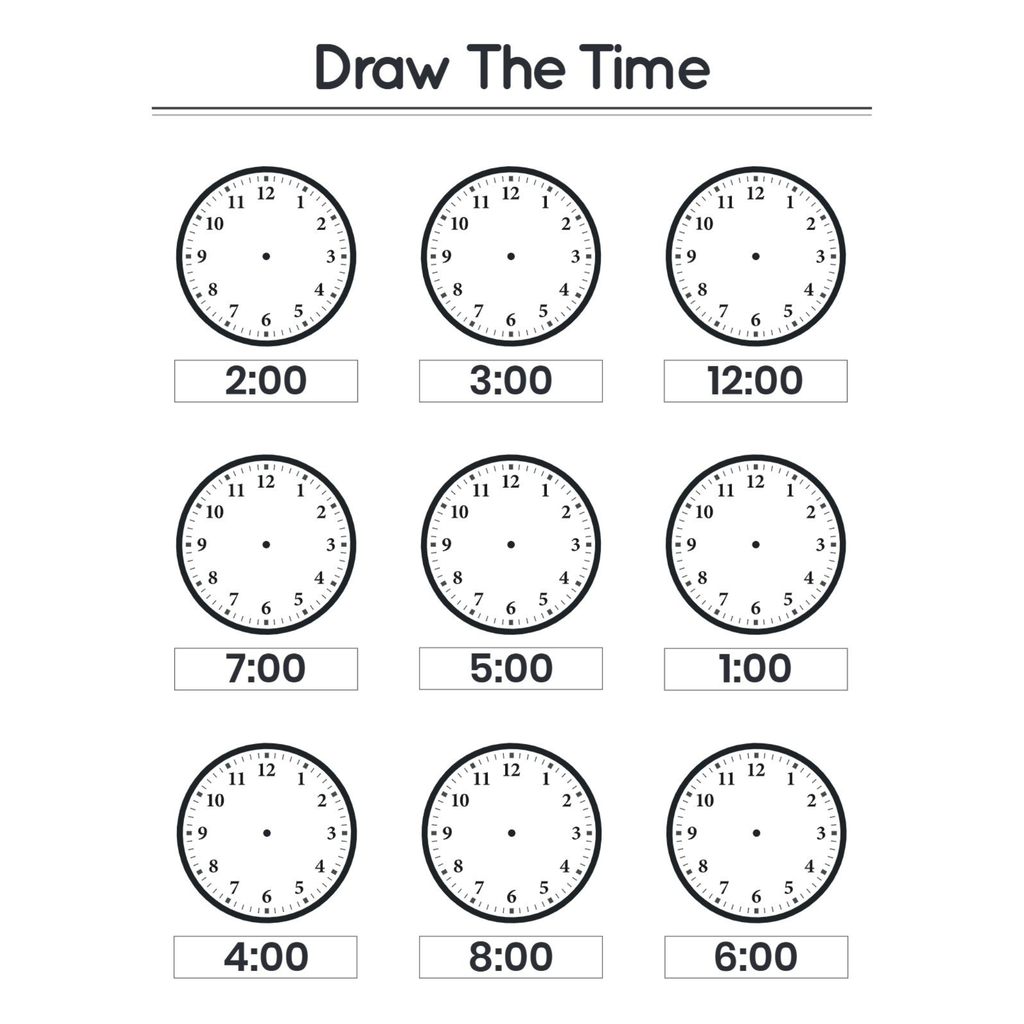Draw the Time Worksheets for Kindergarten
