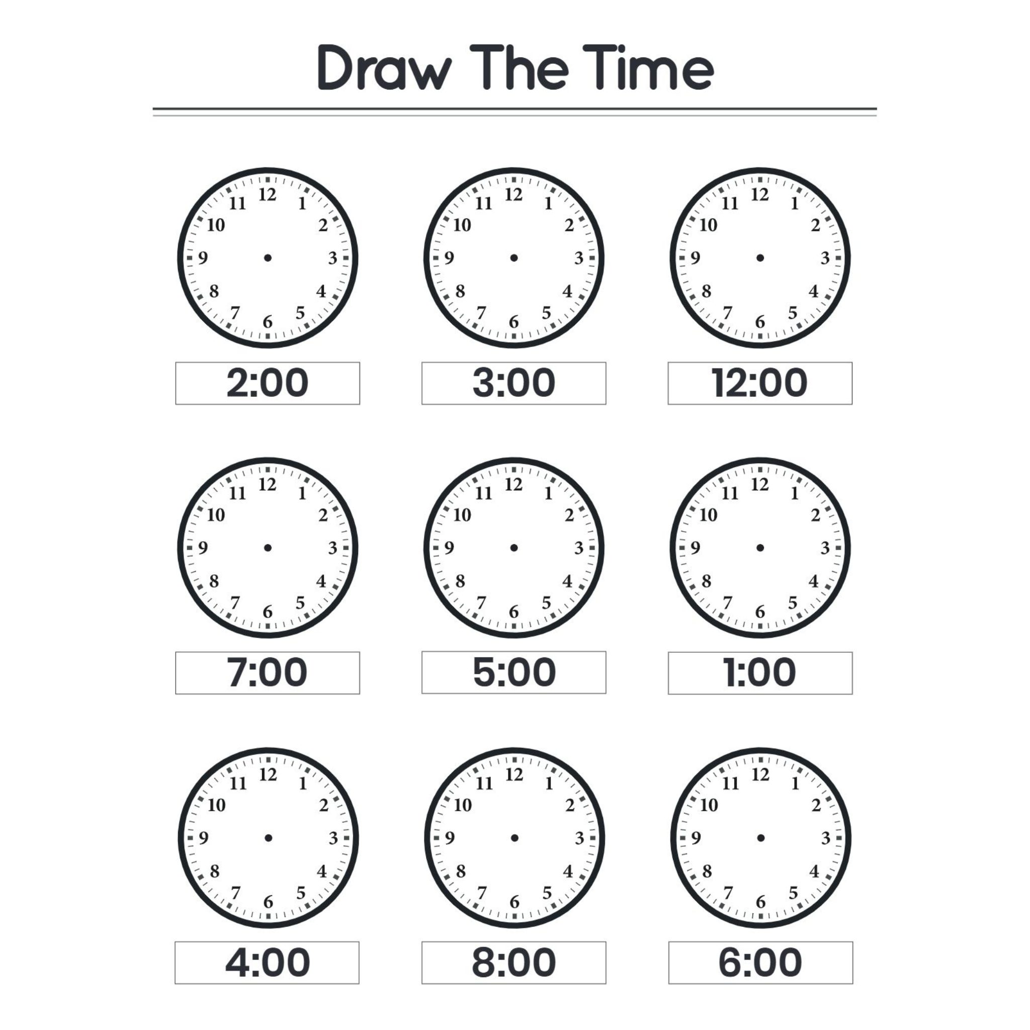 Draw the Time Worksheets for Kindergarten