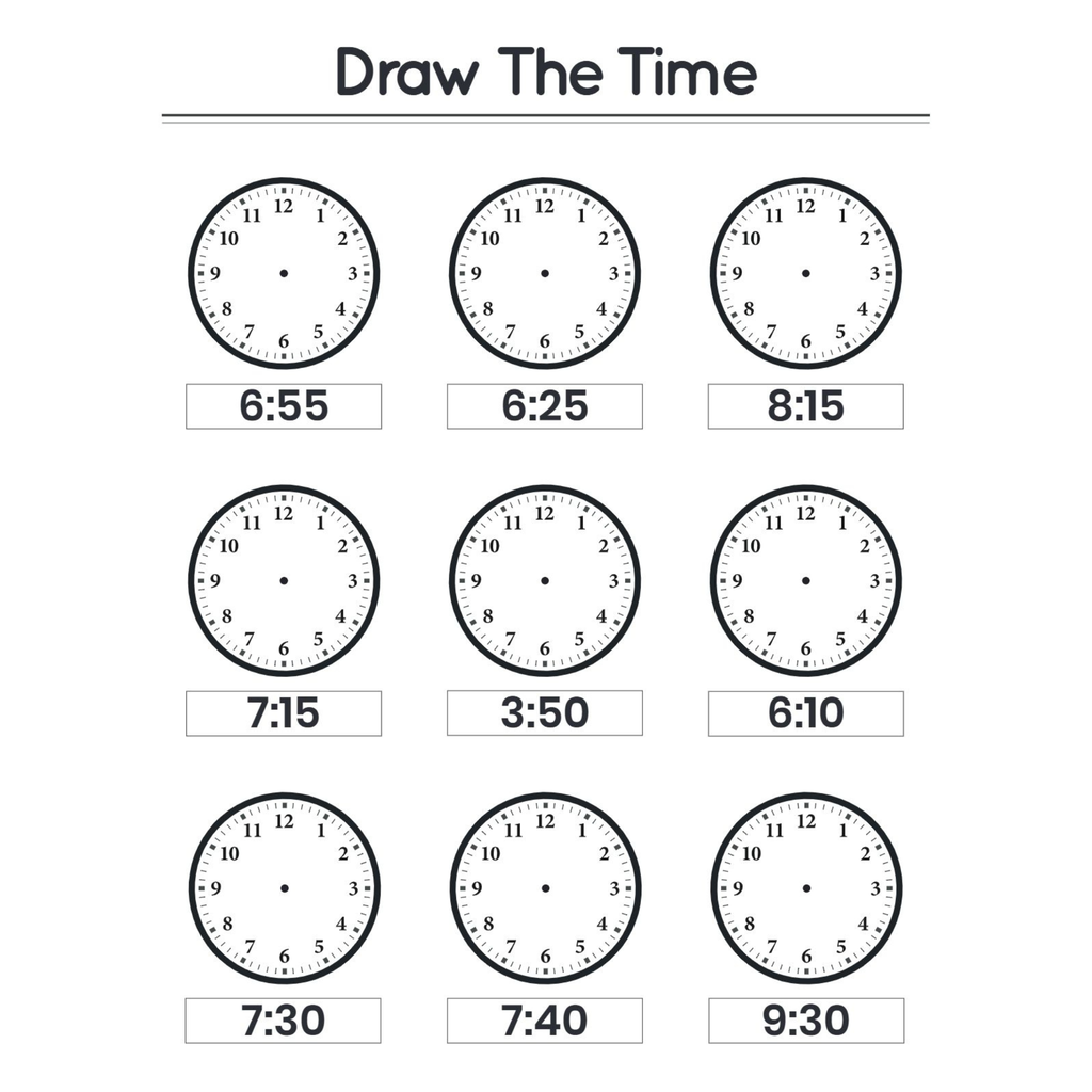 Draw the Time Worksheets for Kindergarten