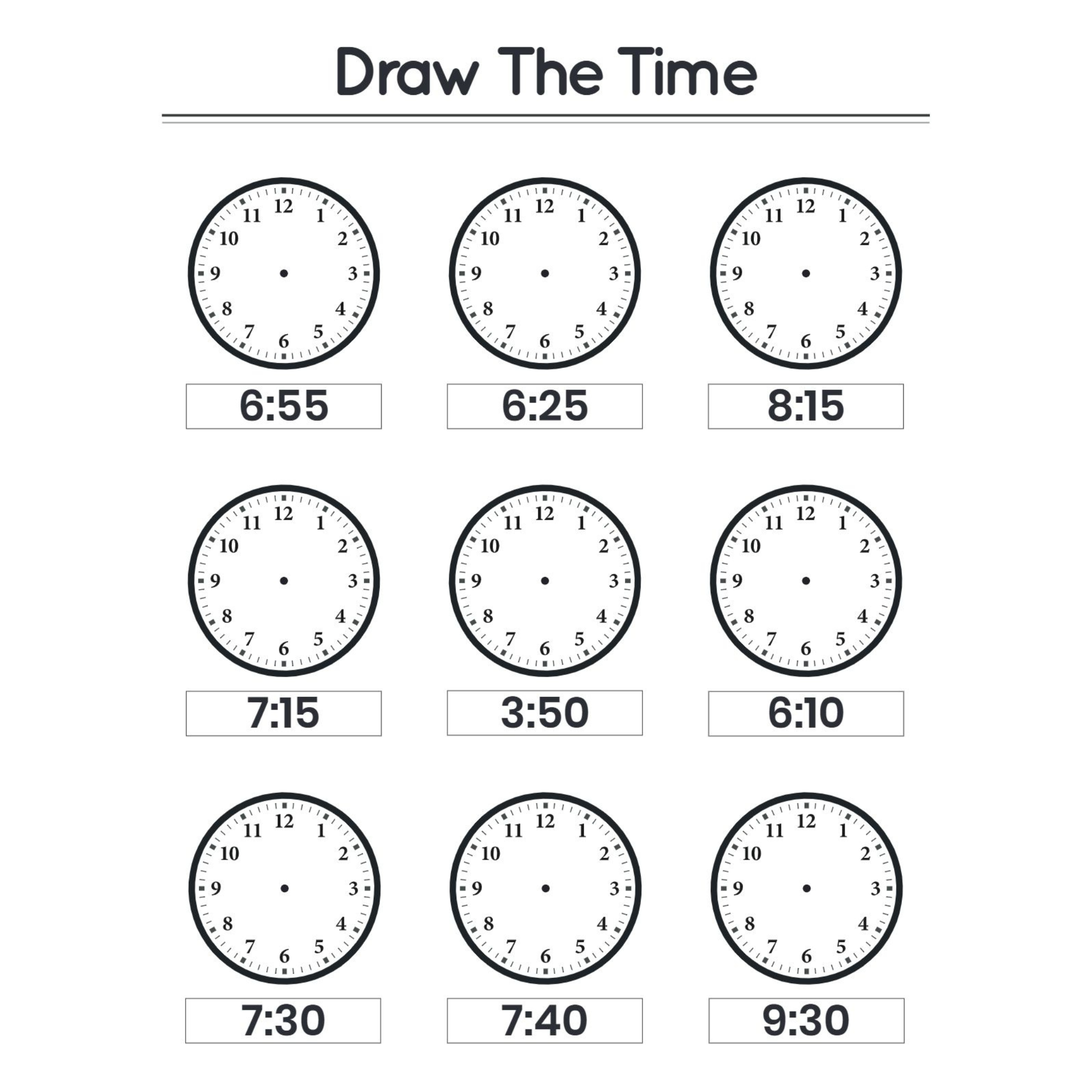 Draw the Time Worksheets for Kindergarten